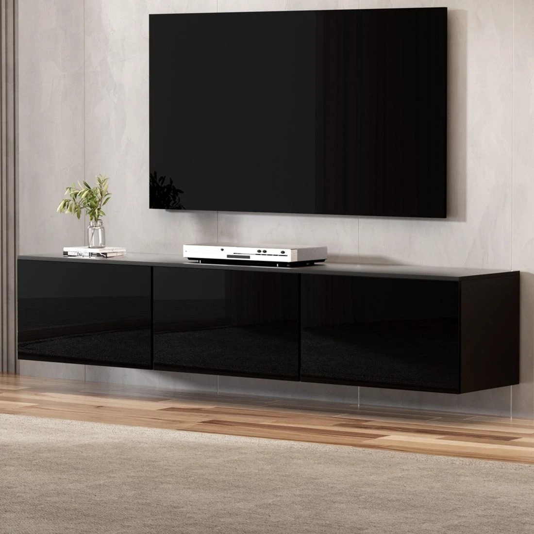 3 Artiss Floating Entertainment Unit TV Cabinet High200CM - Black, 3 of 7