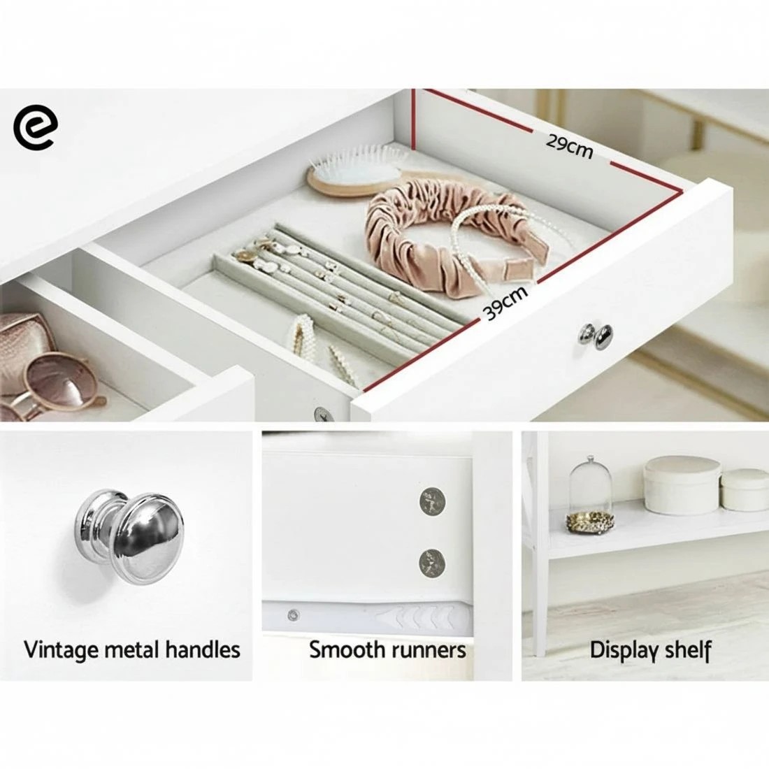 8 Artiss Console Table 2 Drawers 100CM - White, 8 of 8