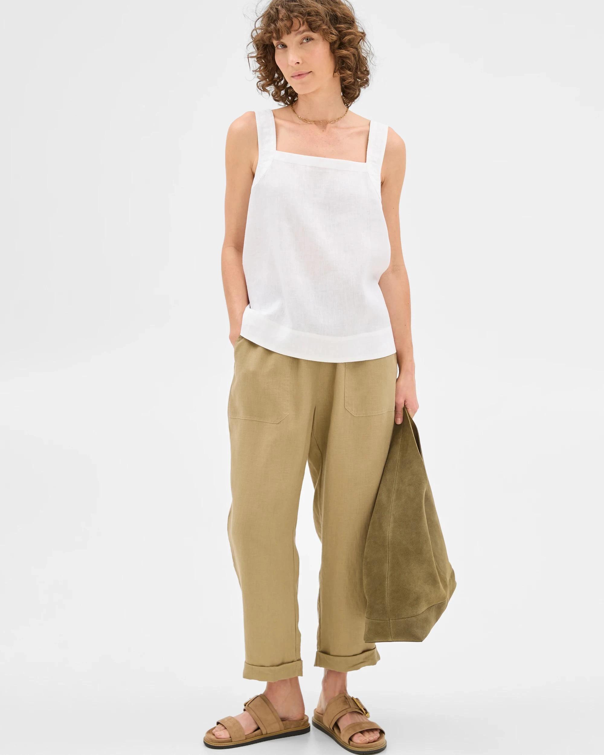 2 Target European Linen Stitch Detail Cami WHITE, 2 of 6