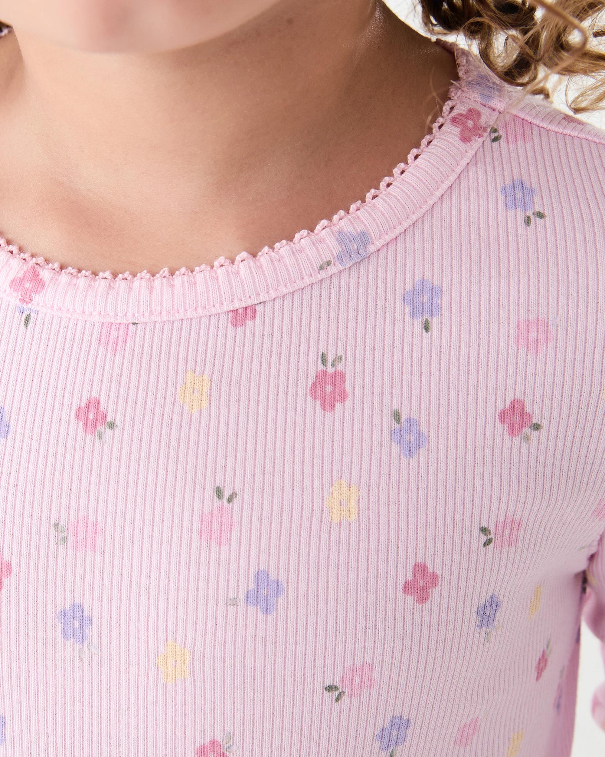 4 Long Sleeve Rib T-shirt Pnk Flwrs, 4 of 7