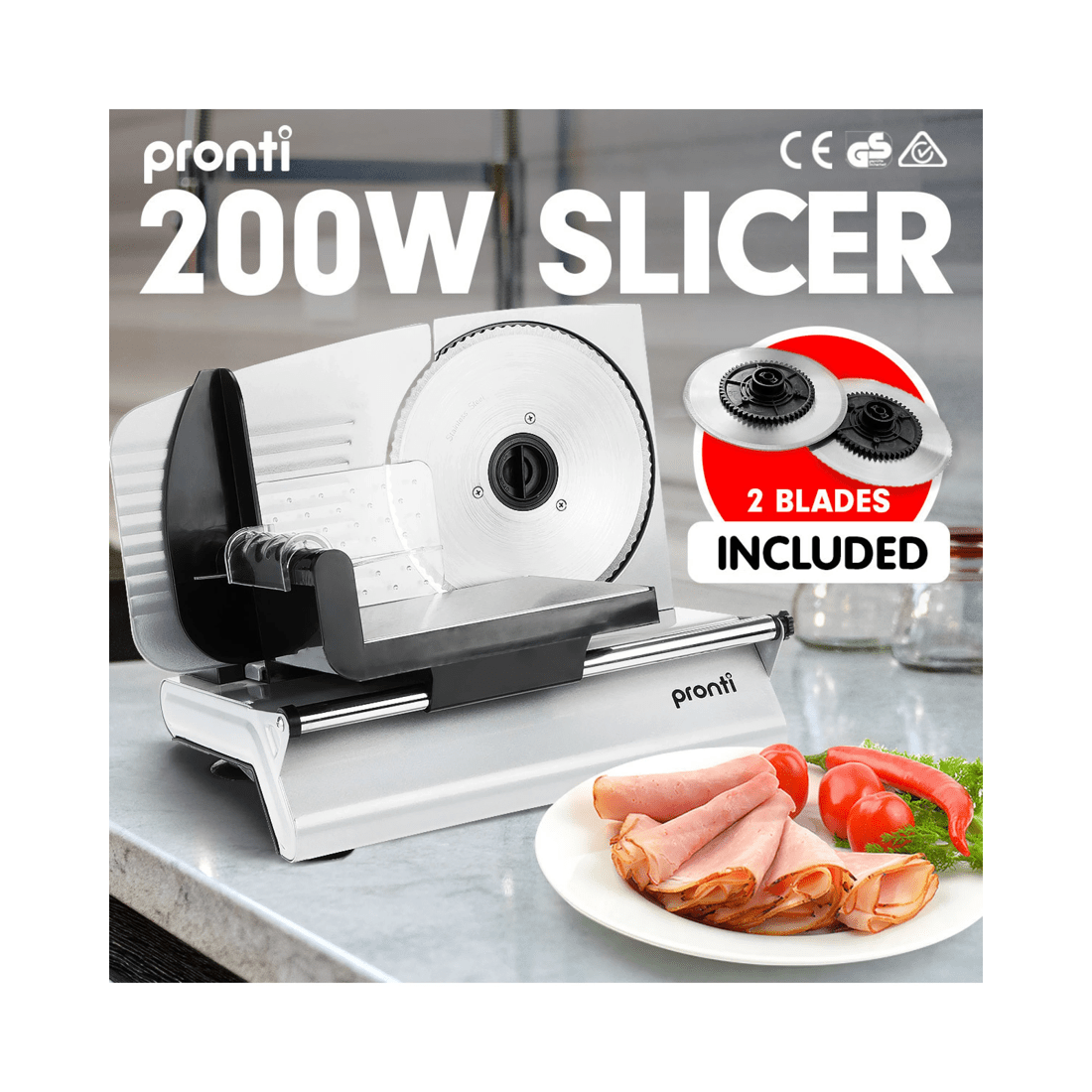 2 Pronti Deli And Food Electric Meat Slicer 200w Blades Processor, 2 of 6