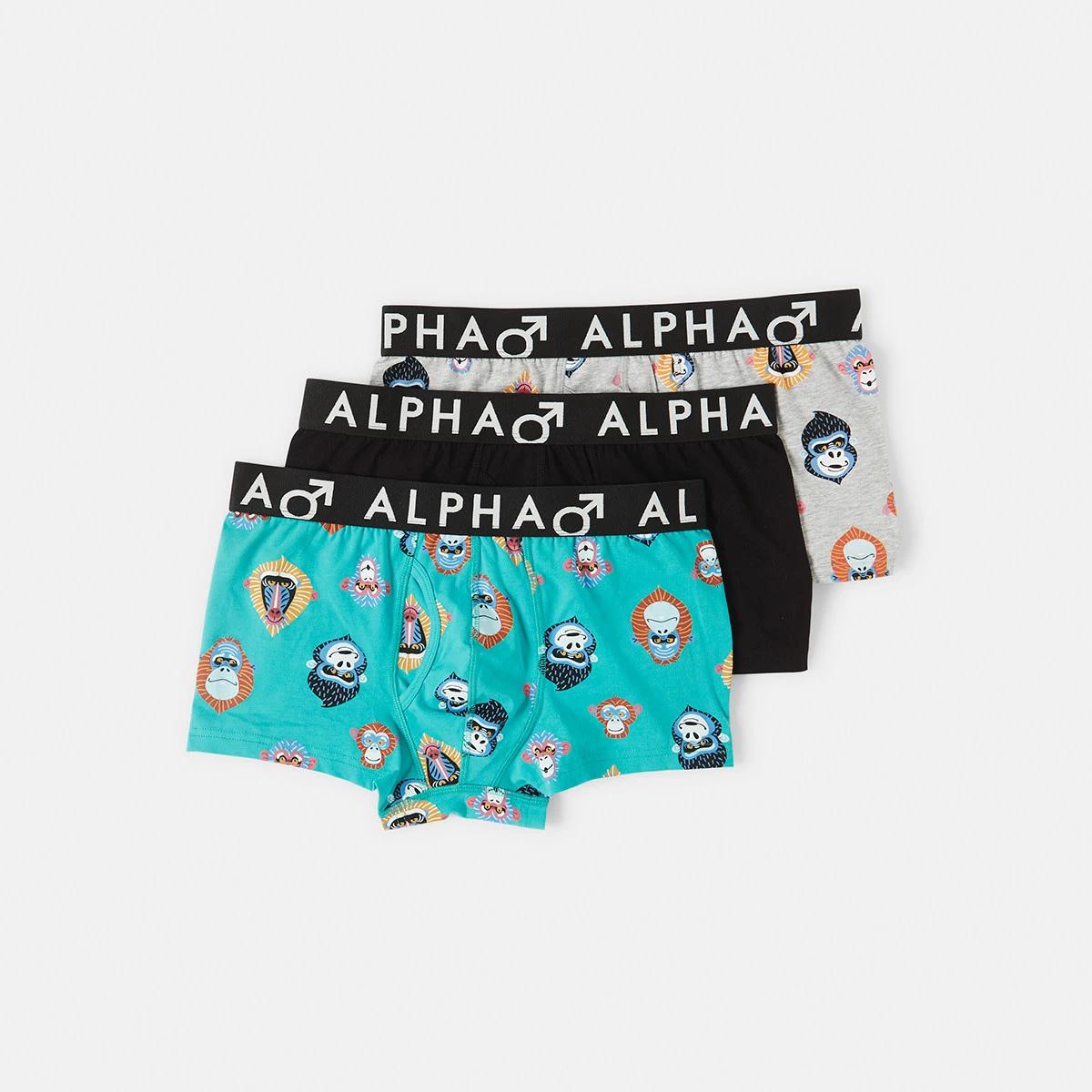 1 3 Pack Fly Front Print Trunks Ape Faces, 1 of 8