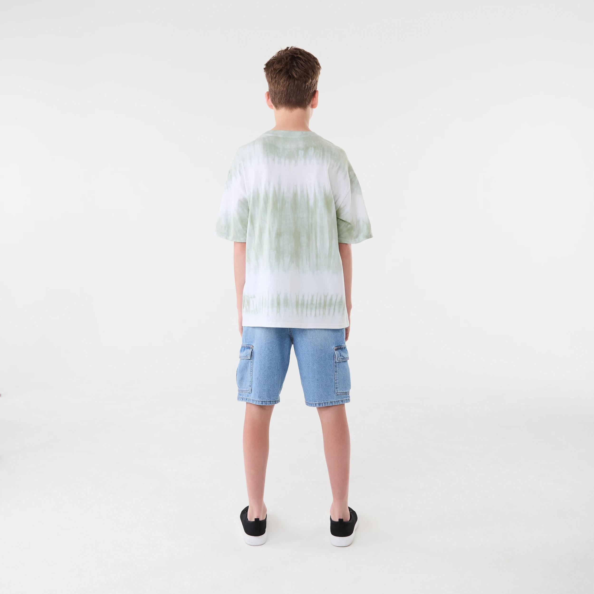 7 Short Sleeve Oversized Tie Dye T-shirt VENICE BEACH SUNSET AQUA GREY, 7 of 7