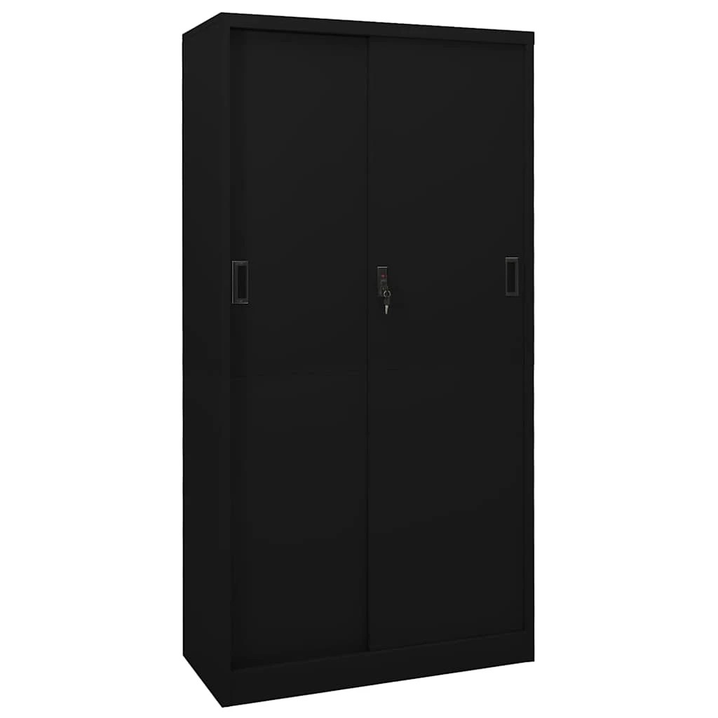1 vidaXL Office cabinet Height-Adjustable Shelves - Black - Black, 1 of 10