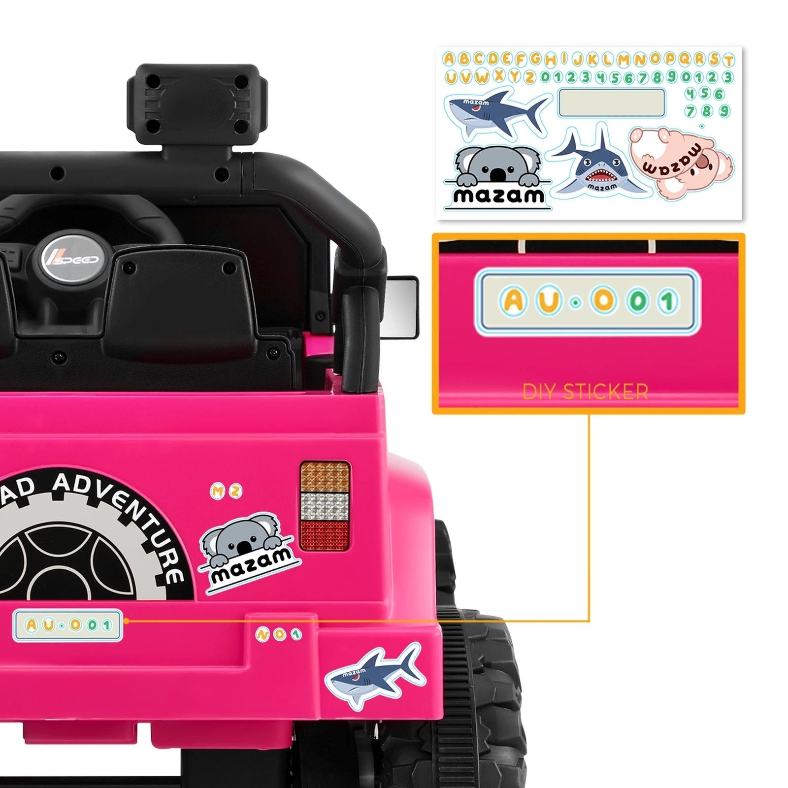 7 Mazam Kids Ride On Cars Remote Control 12v Electric Toy Jeep Horn Music Car
 - Pink, 7 of 10
