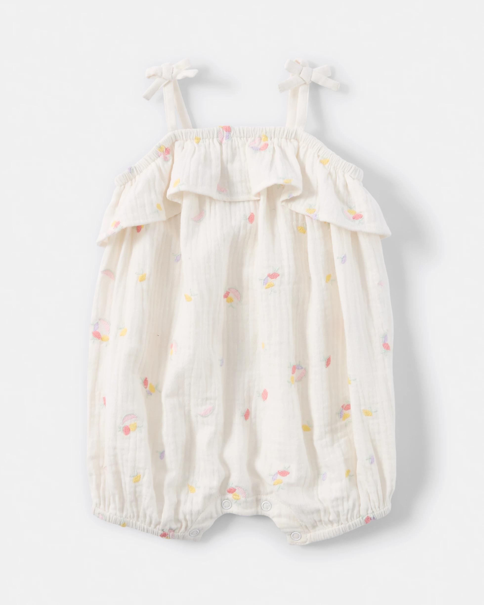 1 Strappy Double Cloth Romper Egrt Fruit, 1 of 3