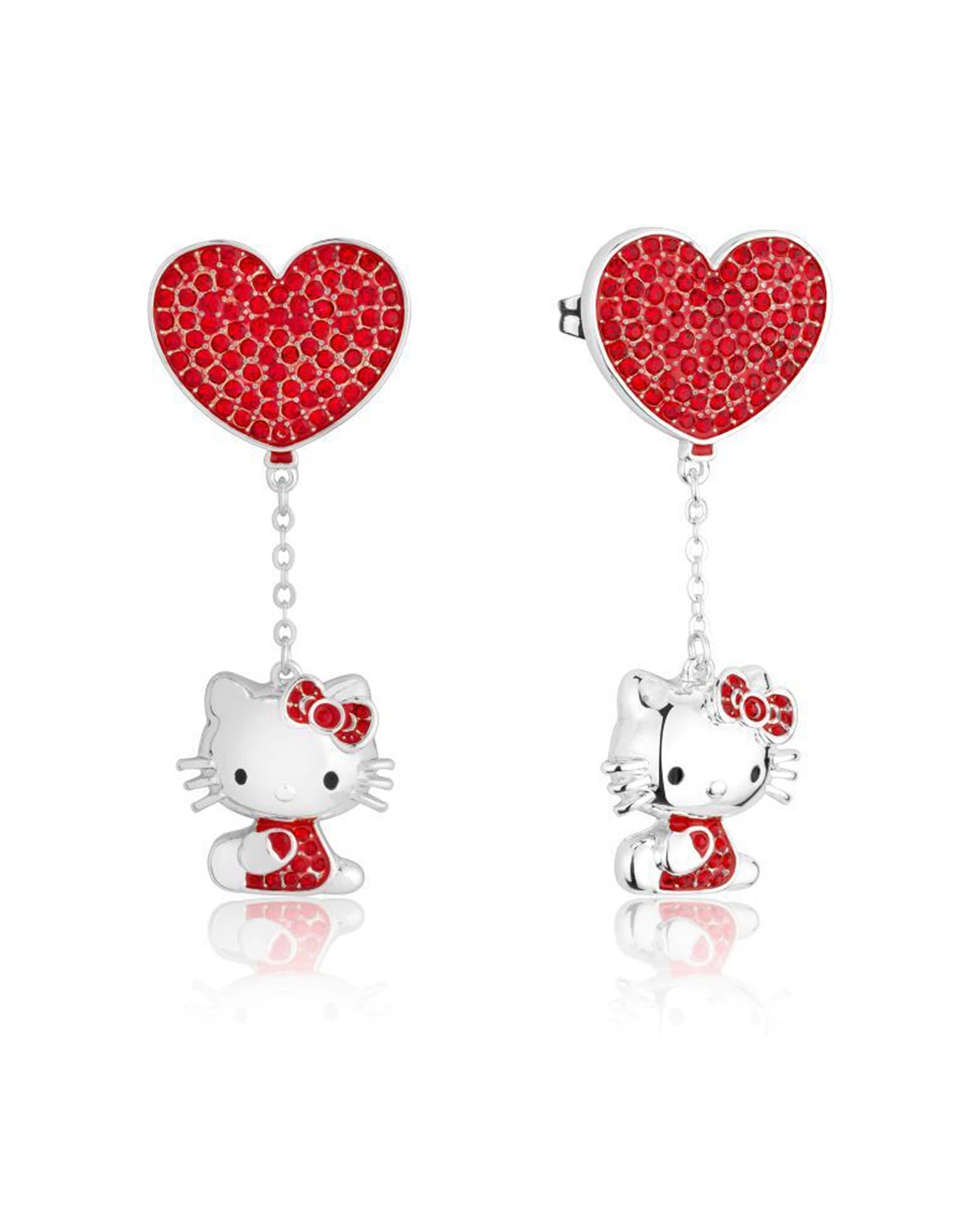1 Couture Kingdom Sanrio Hello Kitty Love Drop Earrings 6cm - Silver, 1 of 2