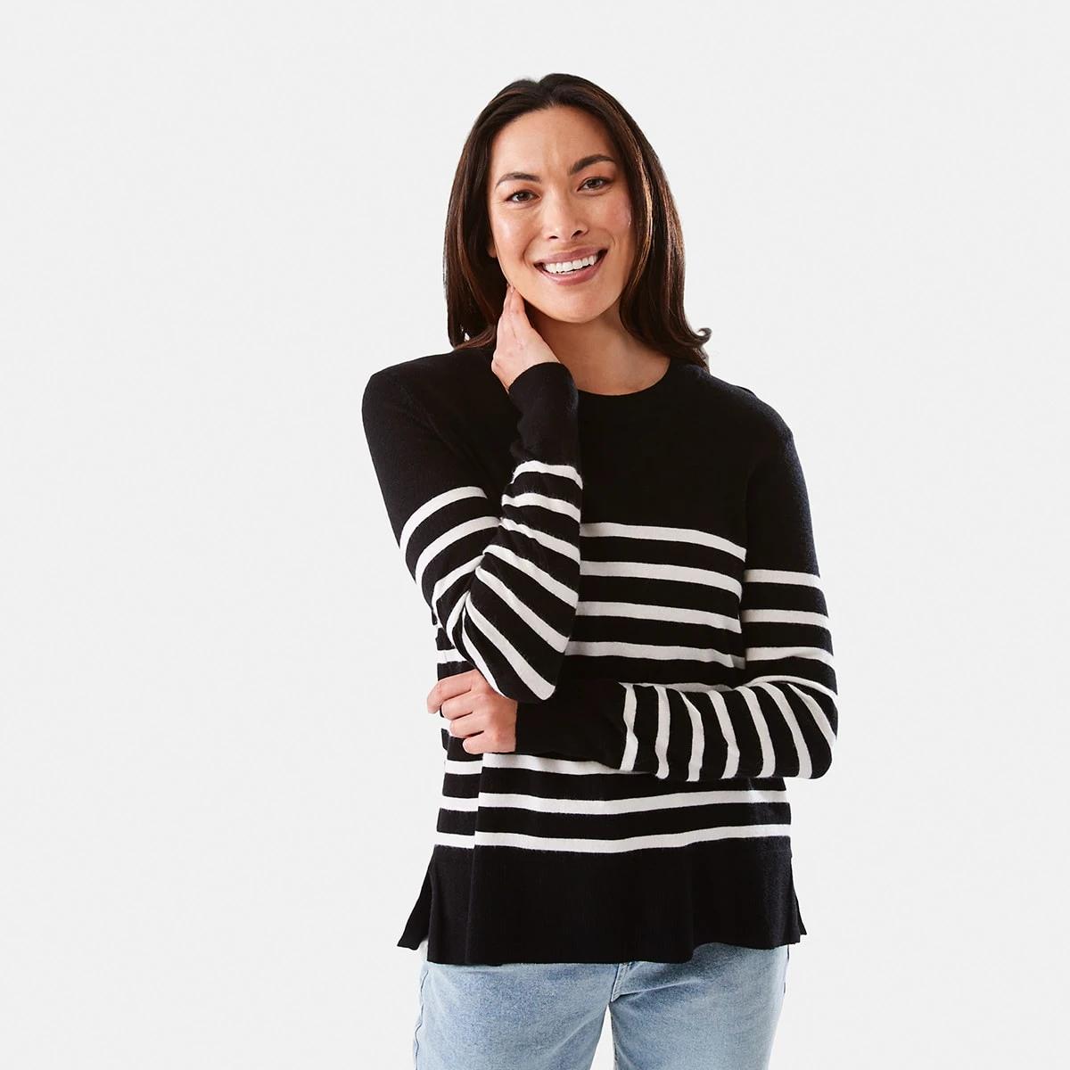 1 Crew Neck Jumper Blk Str, 1 of 6