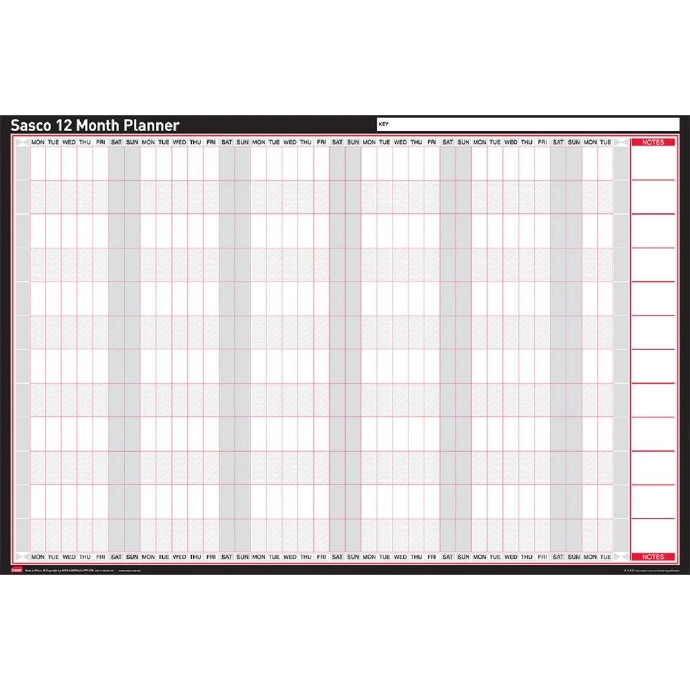 1 Sasco Undated Wall Planner 910x605mm, 1 of 2