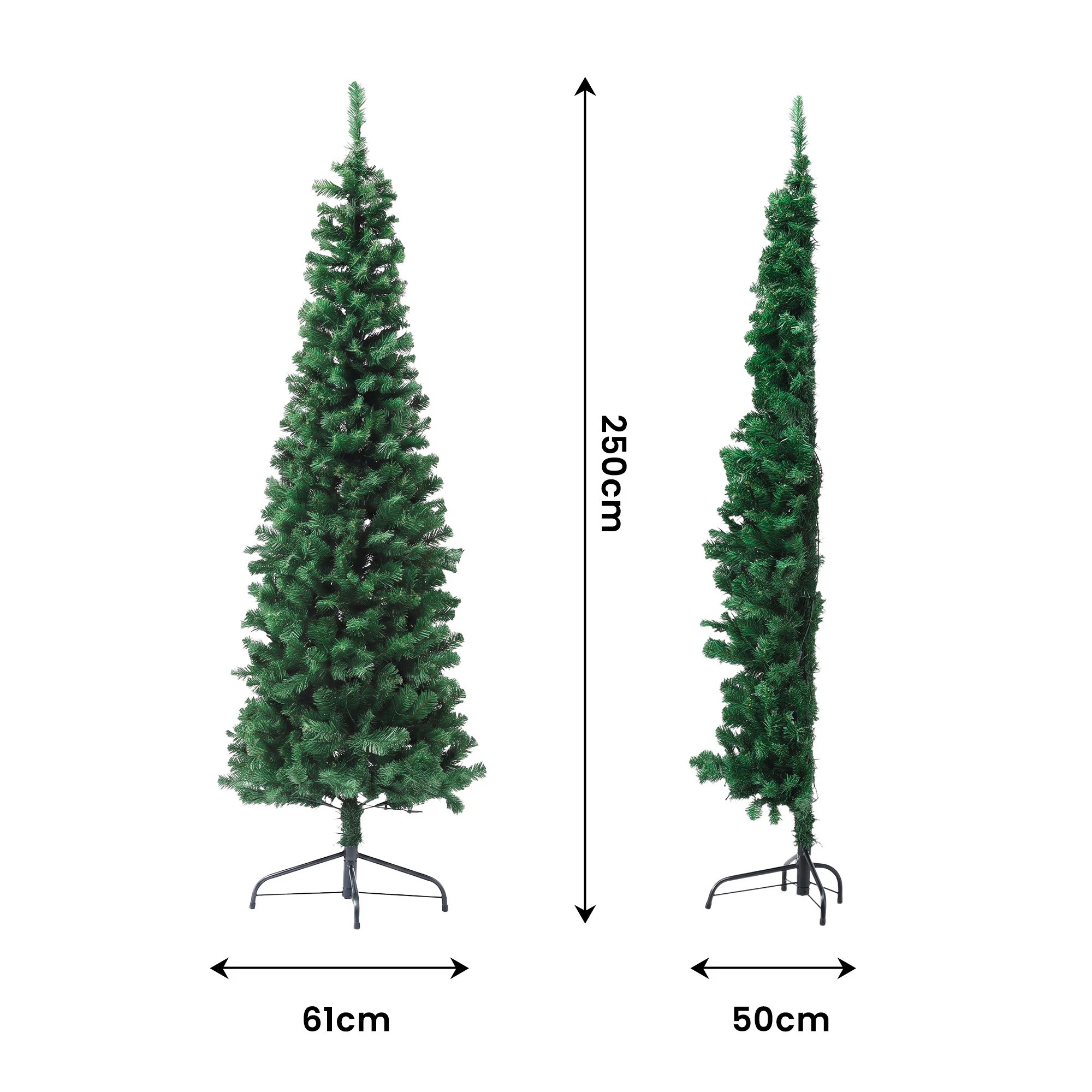2 Jingle Jollys 2.4m Pre-Lit Christmas Tree Slim Pencil Xmas Tree Corner Tree - Green, 2 of 8