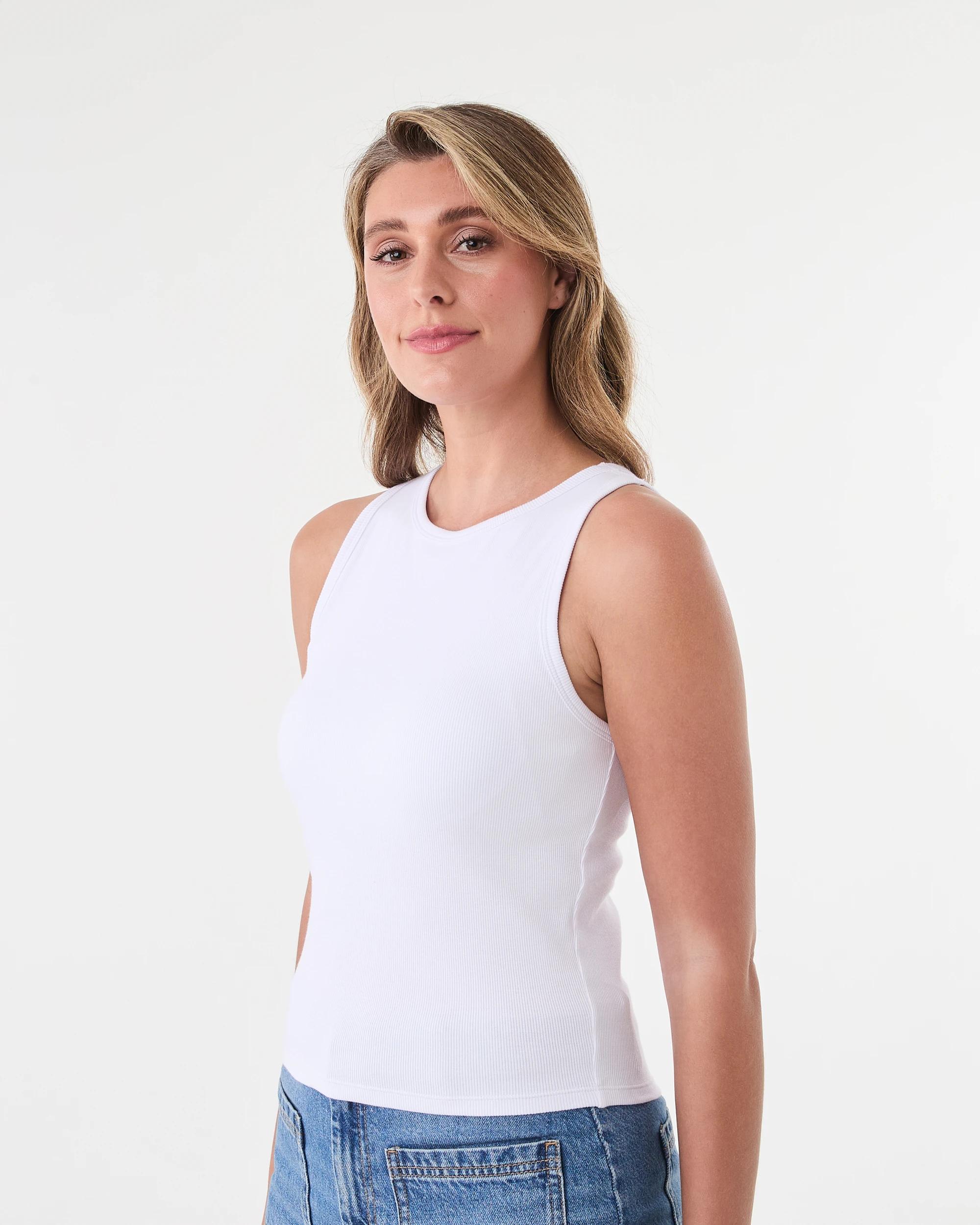 2 Sleeveless Shelf Bra Tank White, 2 of 5