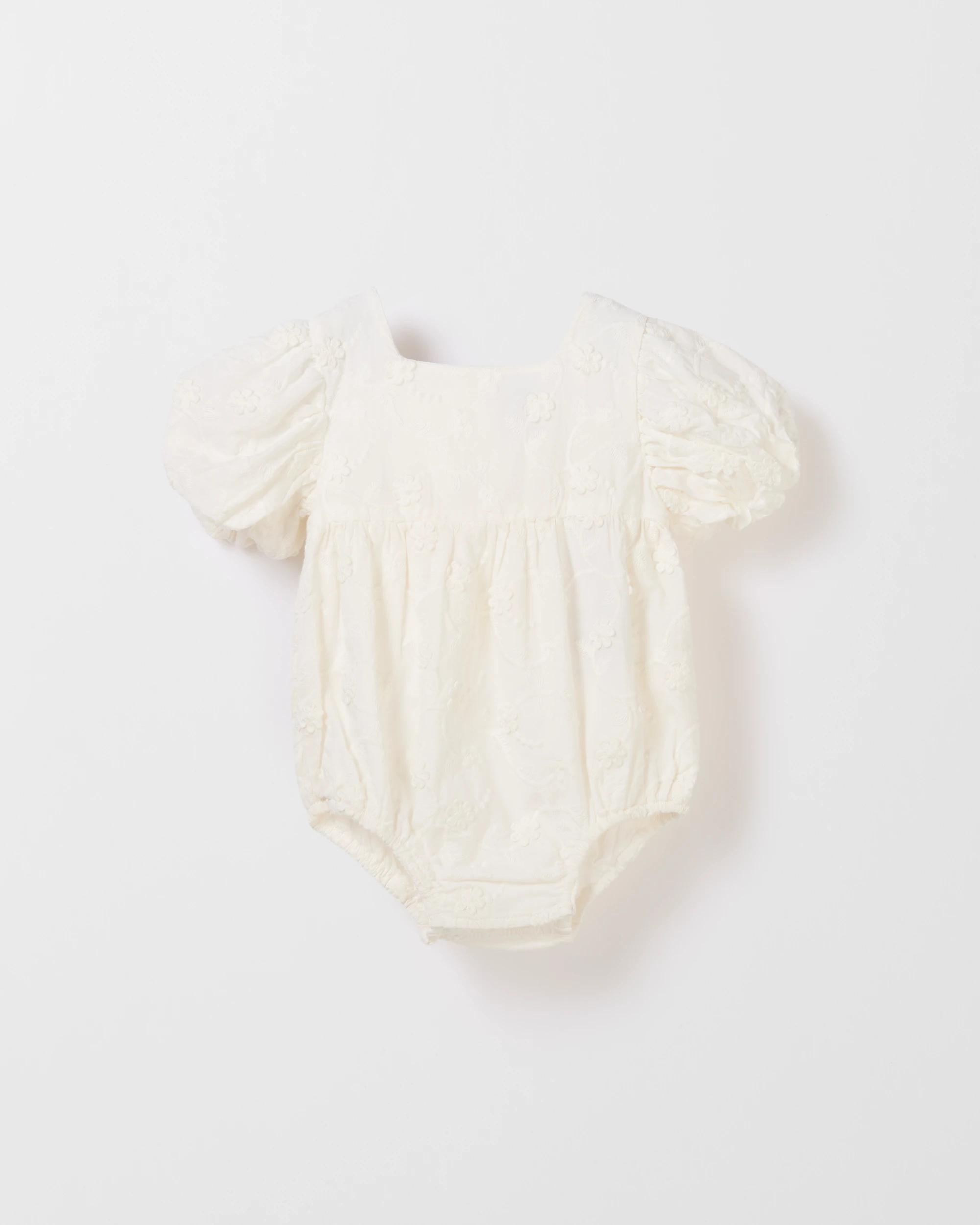 1 Target Baby Girl Floral Broderie Romper VINTAGE WHITE, 1 of 2