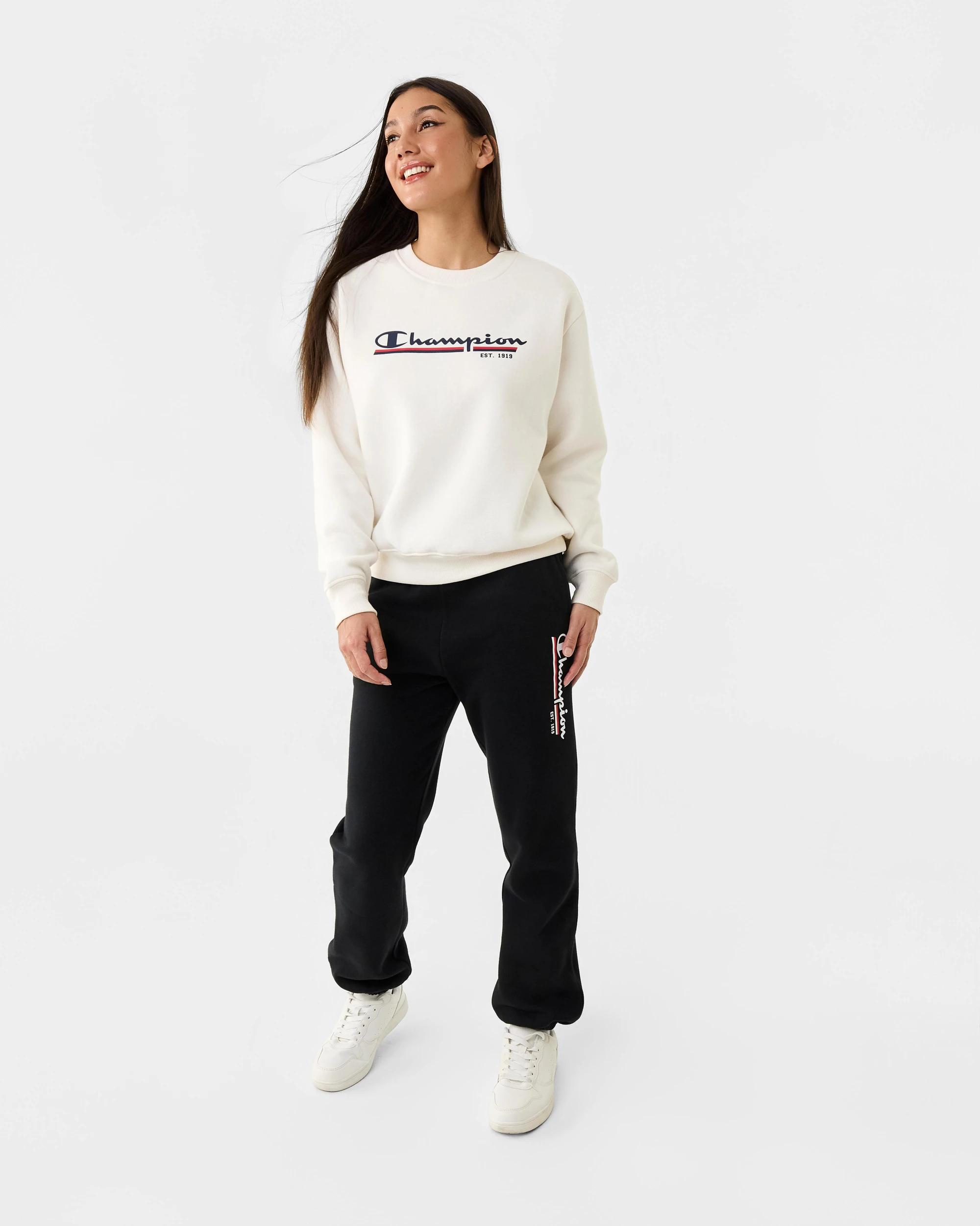 3 Champion Script Womens Crew Neck Sweatshirt Whis White, 3 of 7