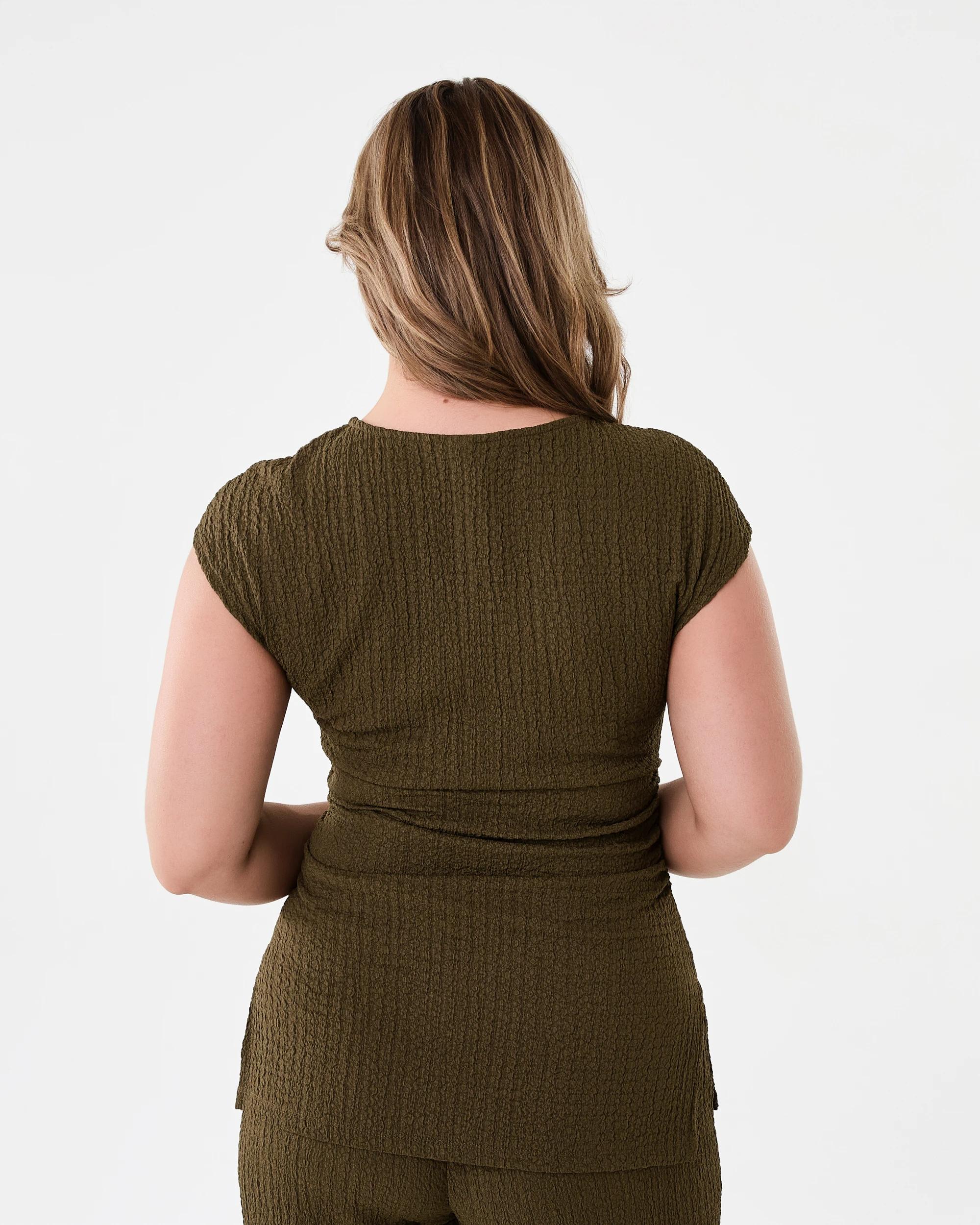 3 Short Sleeve Textured T-shirt Dark Olive, 3 of 7
