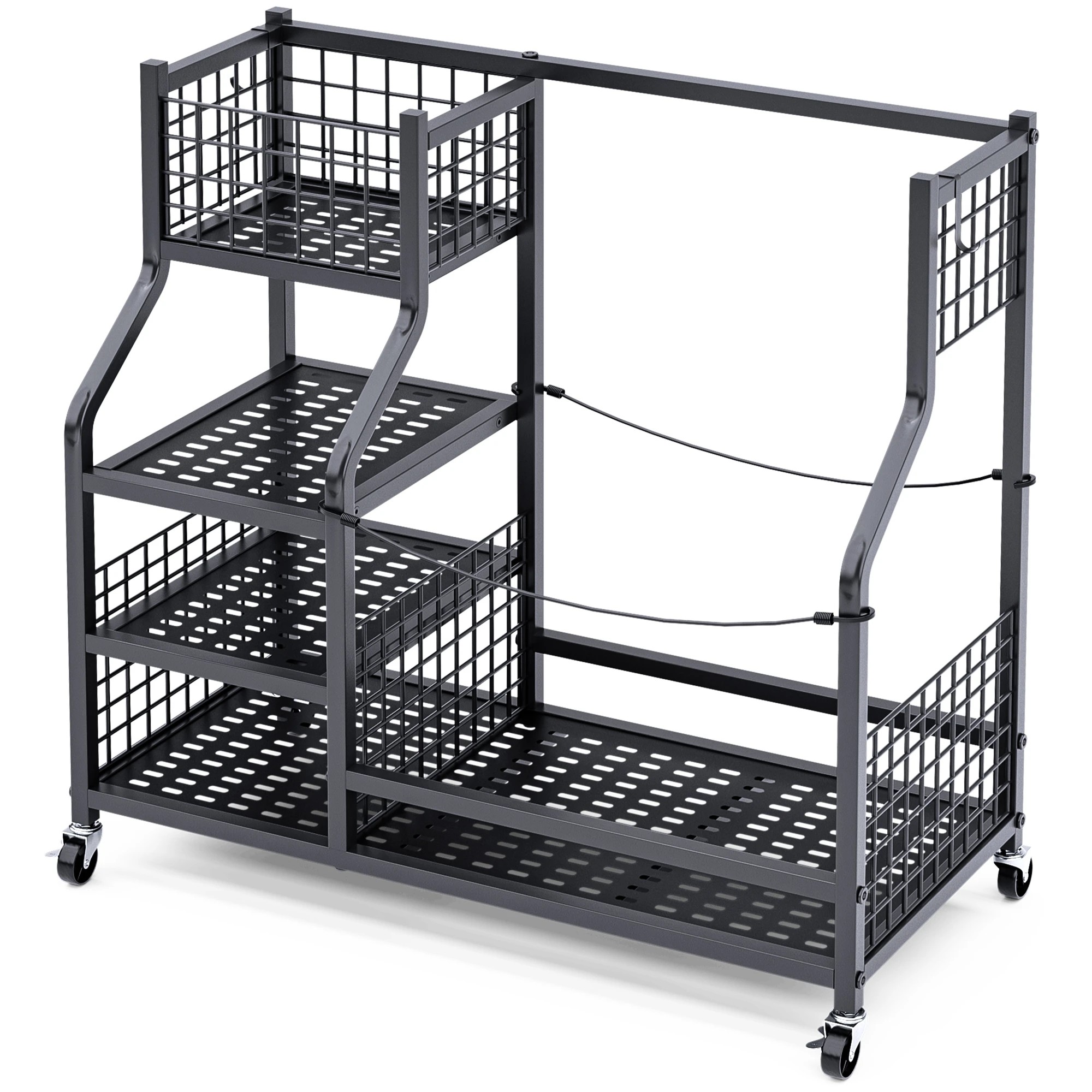 4 Advwin Golf Bag Storage Organiser with Lockable Wheels - Black, 4 of 9