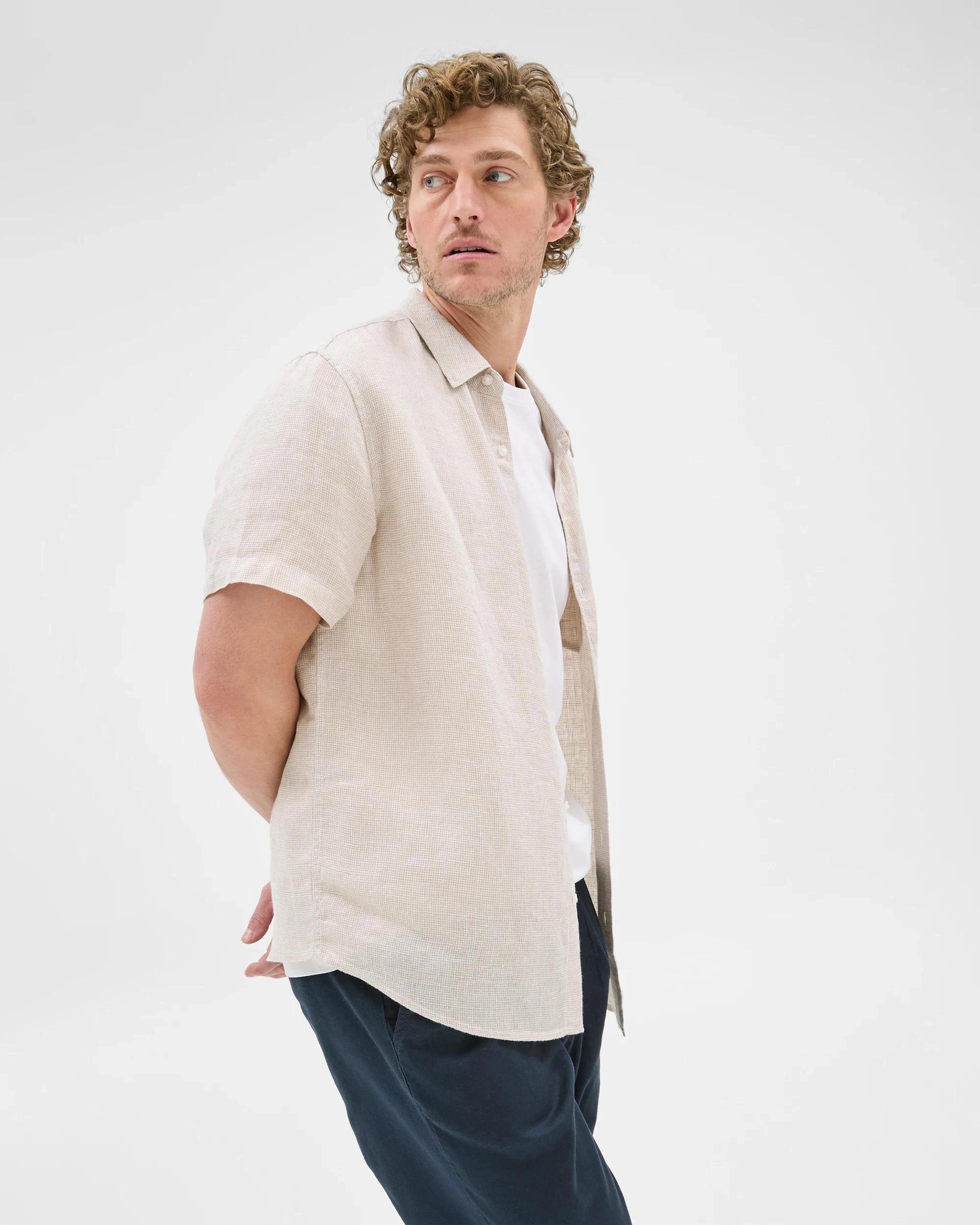 3 Target European Linen Textured Shirt STONE, 3 of 8