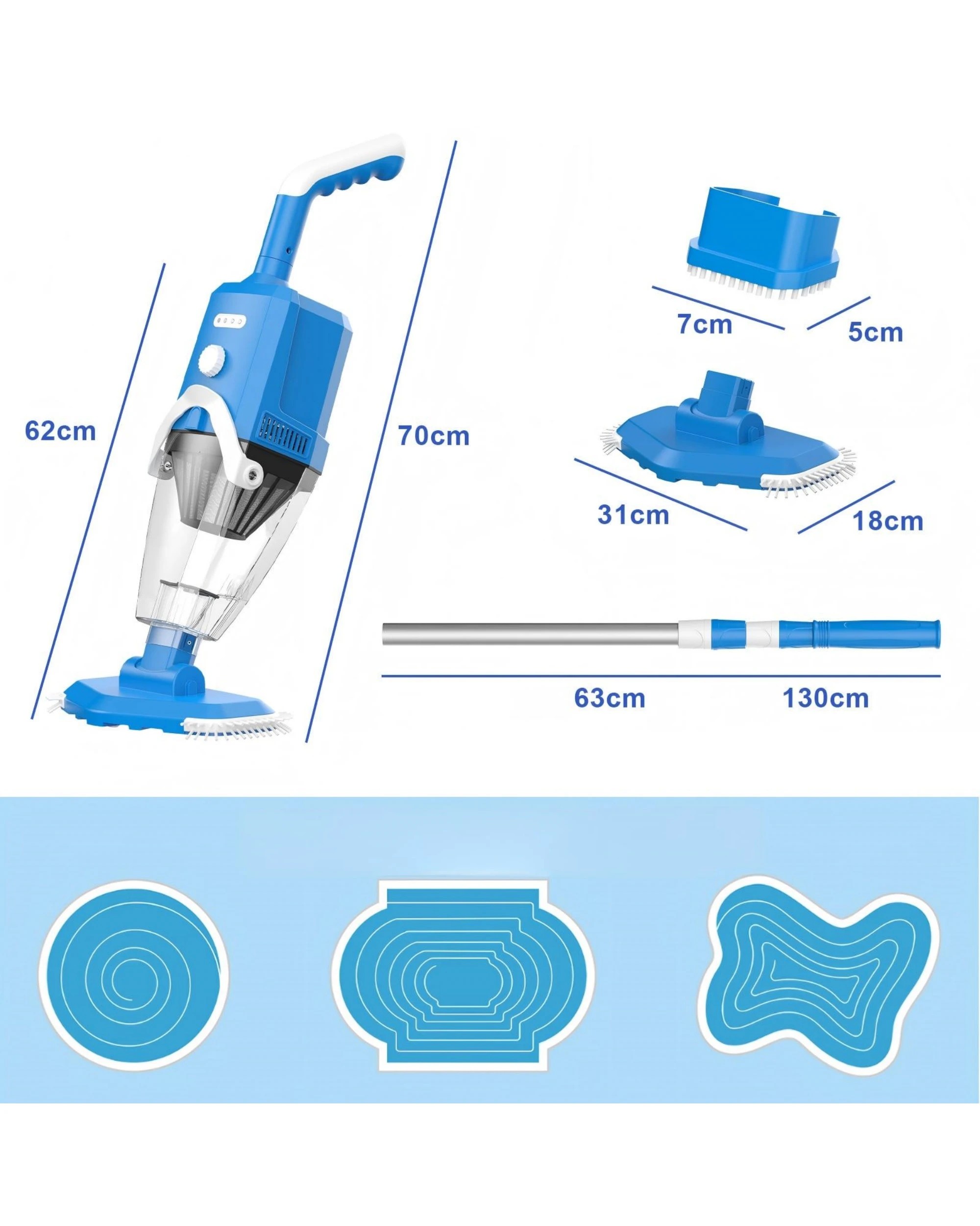 5 Advwin Rechargeable Pool Vacuum Cleaner with Telescopic Pole - Blue, 5 of 8