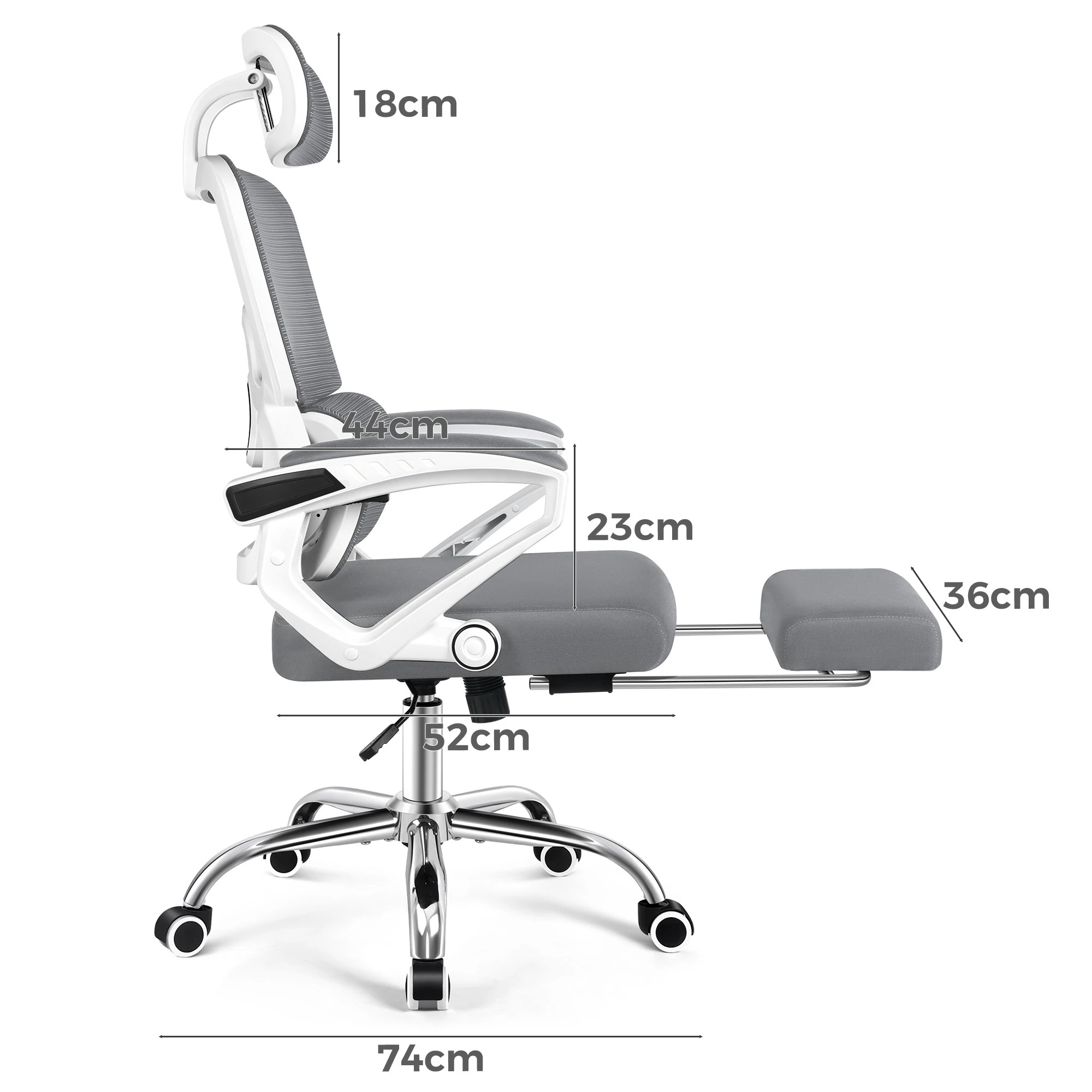 9 Alfordson Mesh Office Chair Racing Ergonomic Executive Computer Recliner Work - White Grey, 9 of 10
