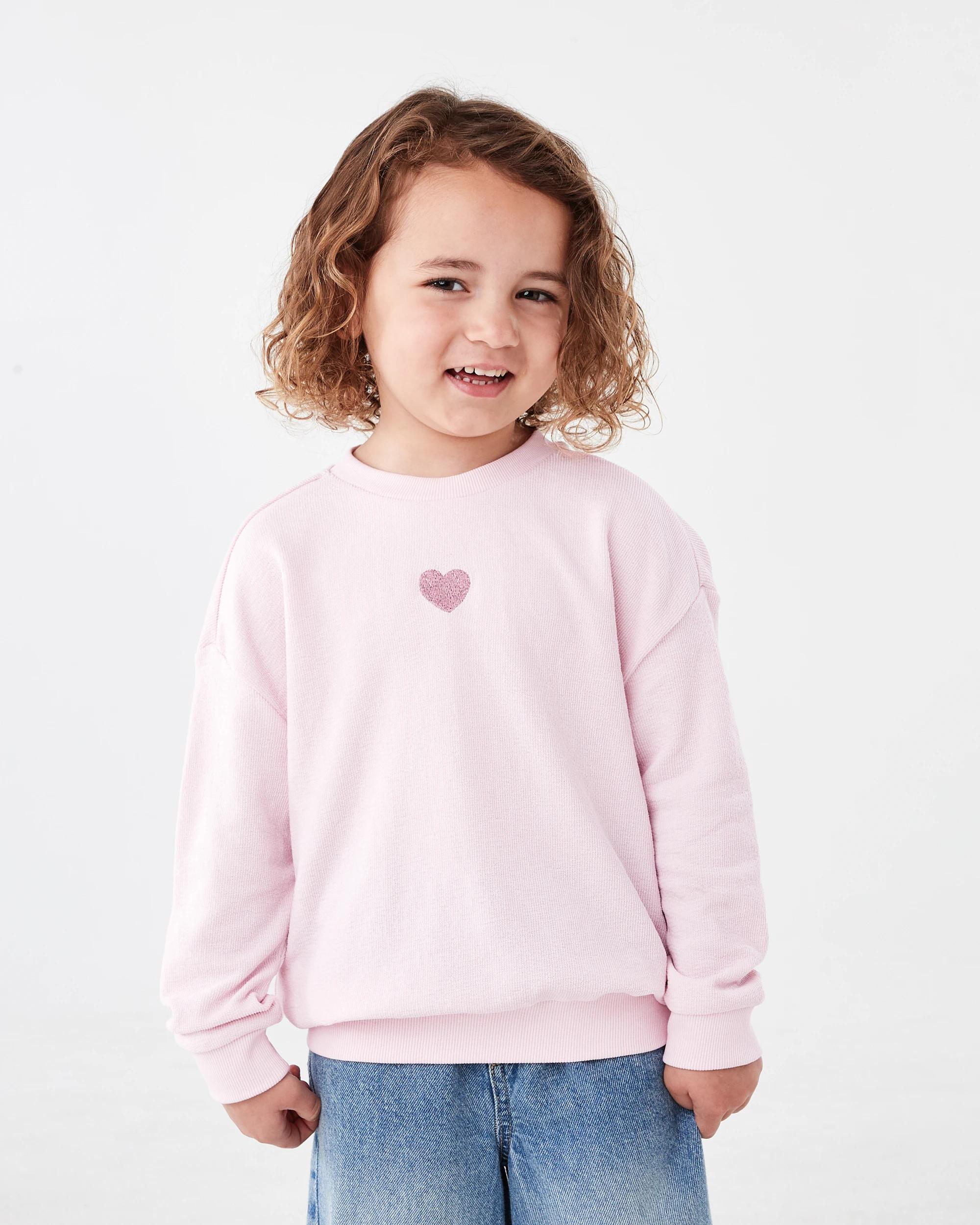 1 Slub Jacquard Crew Neck Sweater Pnk Heart, 1 of 7