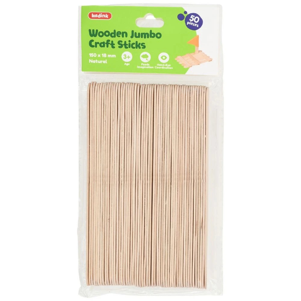 1 Kadink Jumbo Craft Sticks Natural 50 Pack, 1 of 3