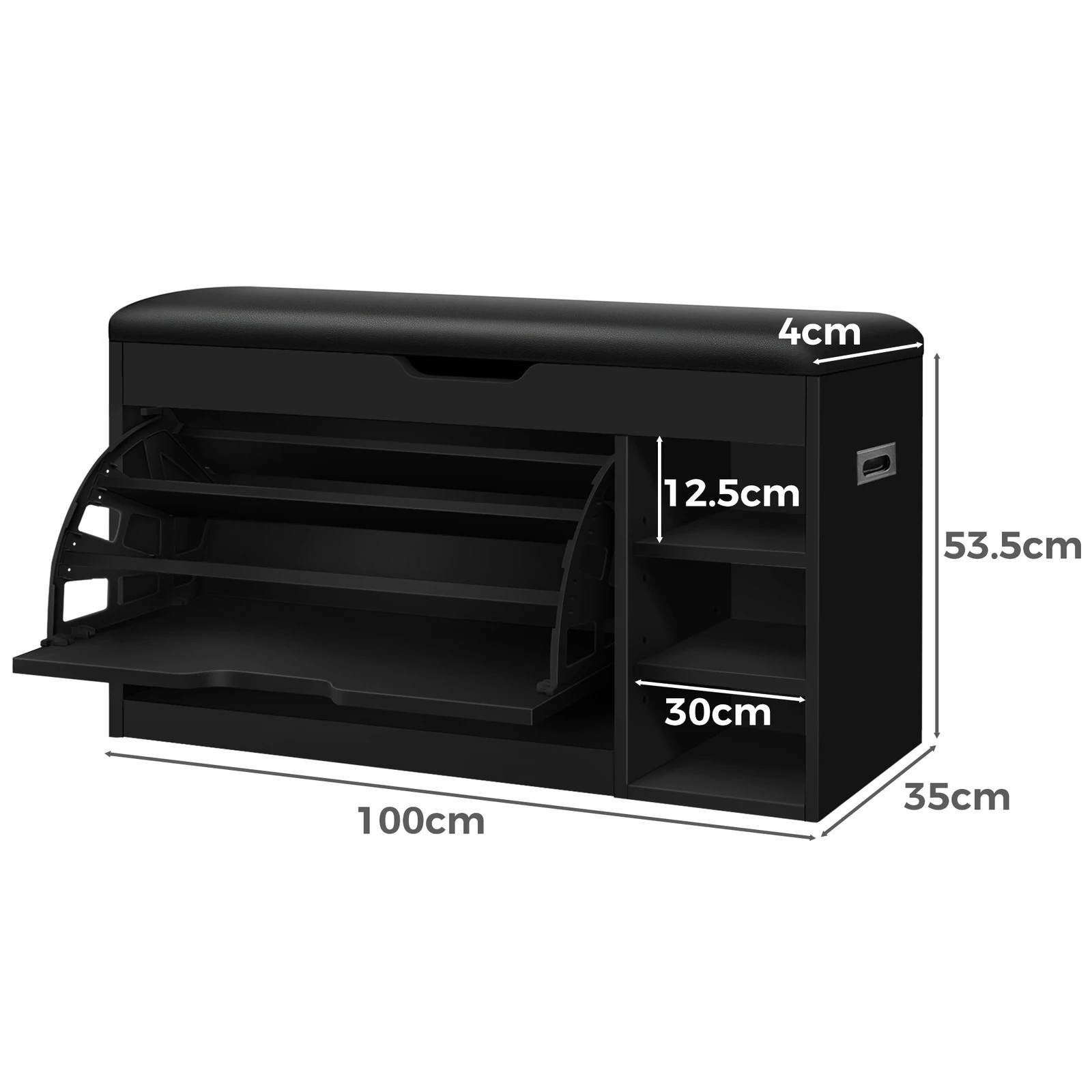 10 Alfordson Shoe Cabinet Bench Rack 18 Pairs - Black, 10 of 10