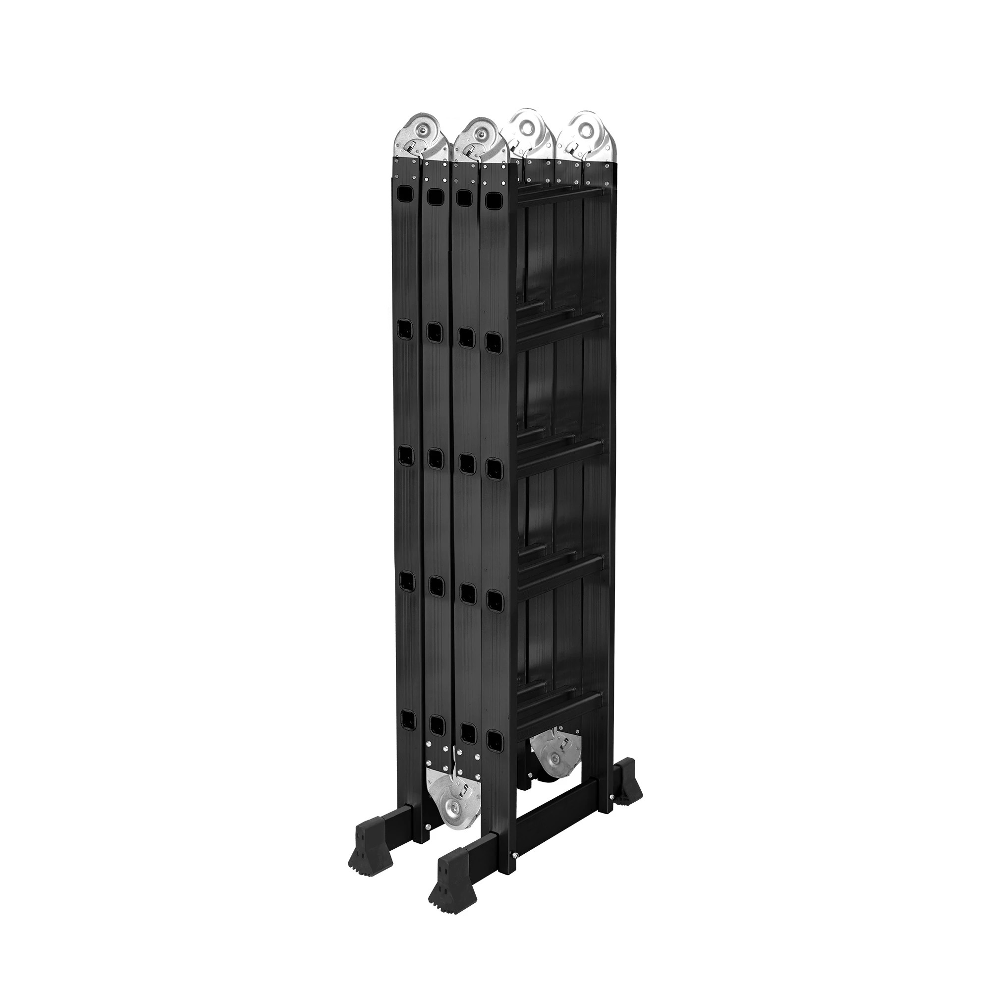 2 Traderight 5.7M Aluminium Portable Folding Ladder - Black, 2 of 5
