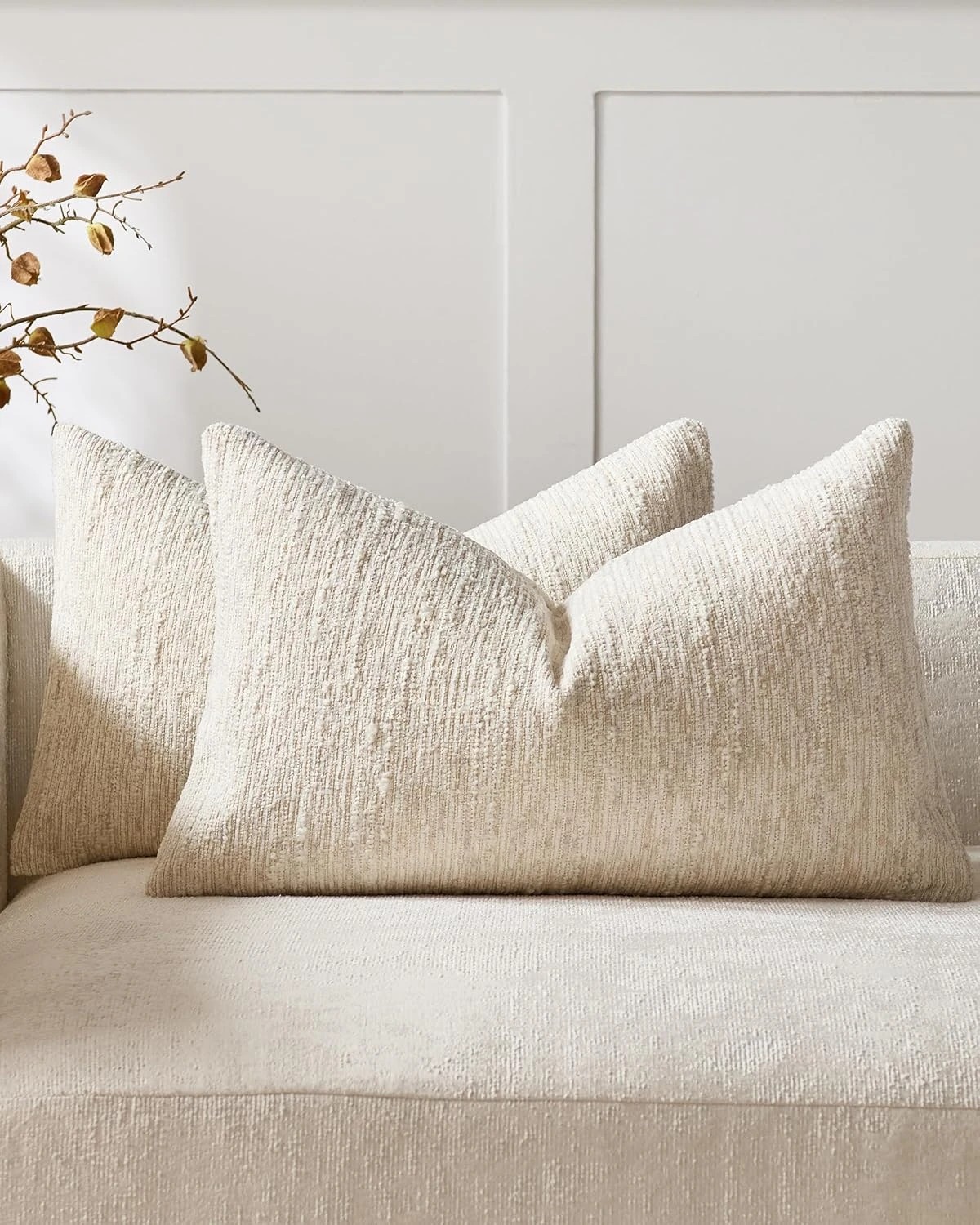 1 Gioia Casa 2-Pack Speckled Bouclé Cushion Covers 30cm x 50cm - Oatmeal, 1 of 4