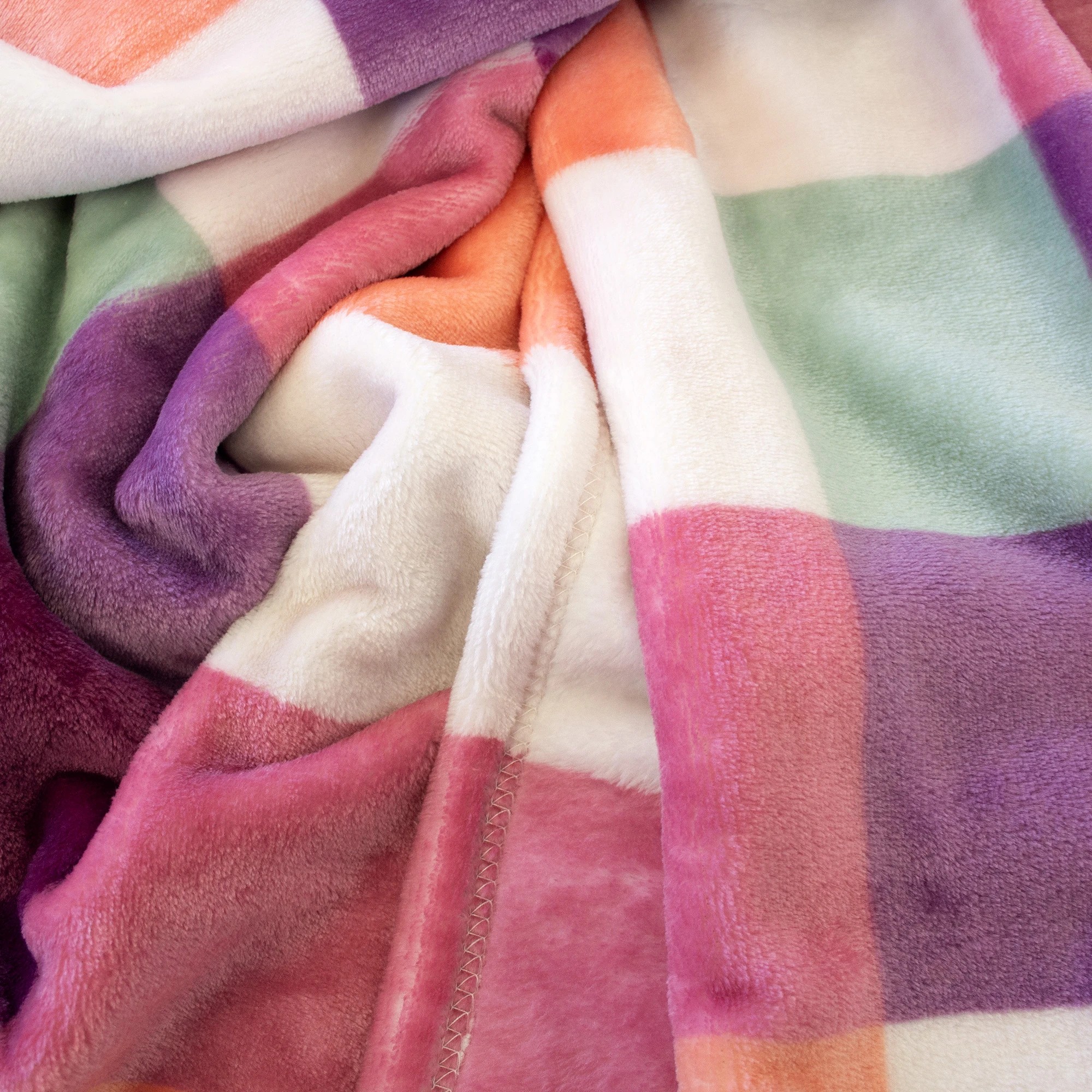 3 Bambury Charlie Ultraplush Polyester Flannel Fleece 280gsm Soft Checkered Blanket Sherbet - Double/Queen - Multi, 3 of 3