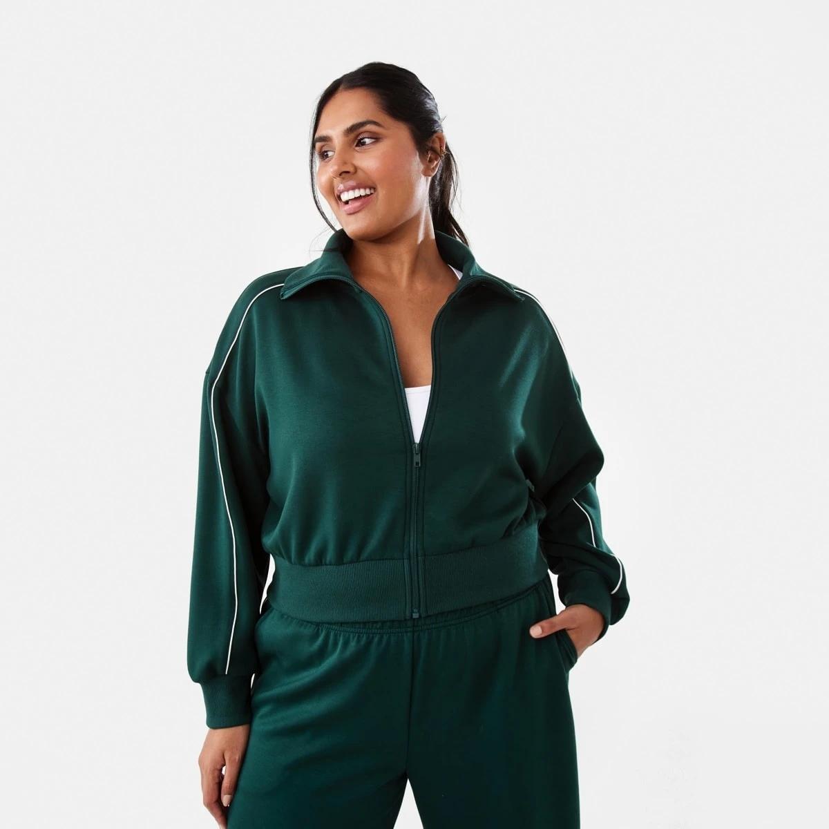 3 Active Womens Interlock Zip Long Sleeve Jumper Grn Yucca, 3 of 9