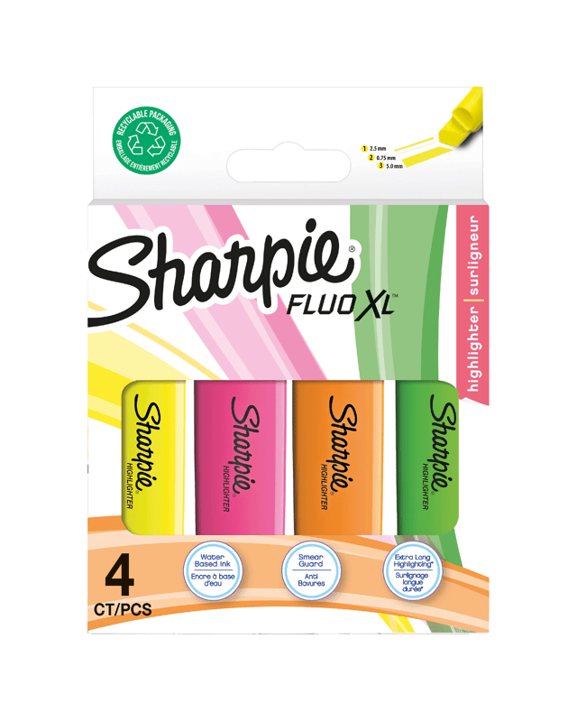 4 Pack Sharpie Fluoro XL Highligh