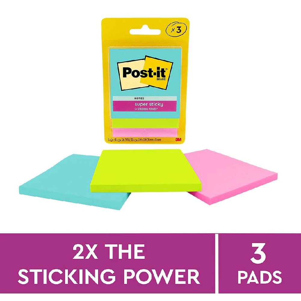 3 Post-it Super Sticky Notes 76 x 76mm Supernova Neons 3 Pack, 3 of 8