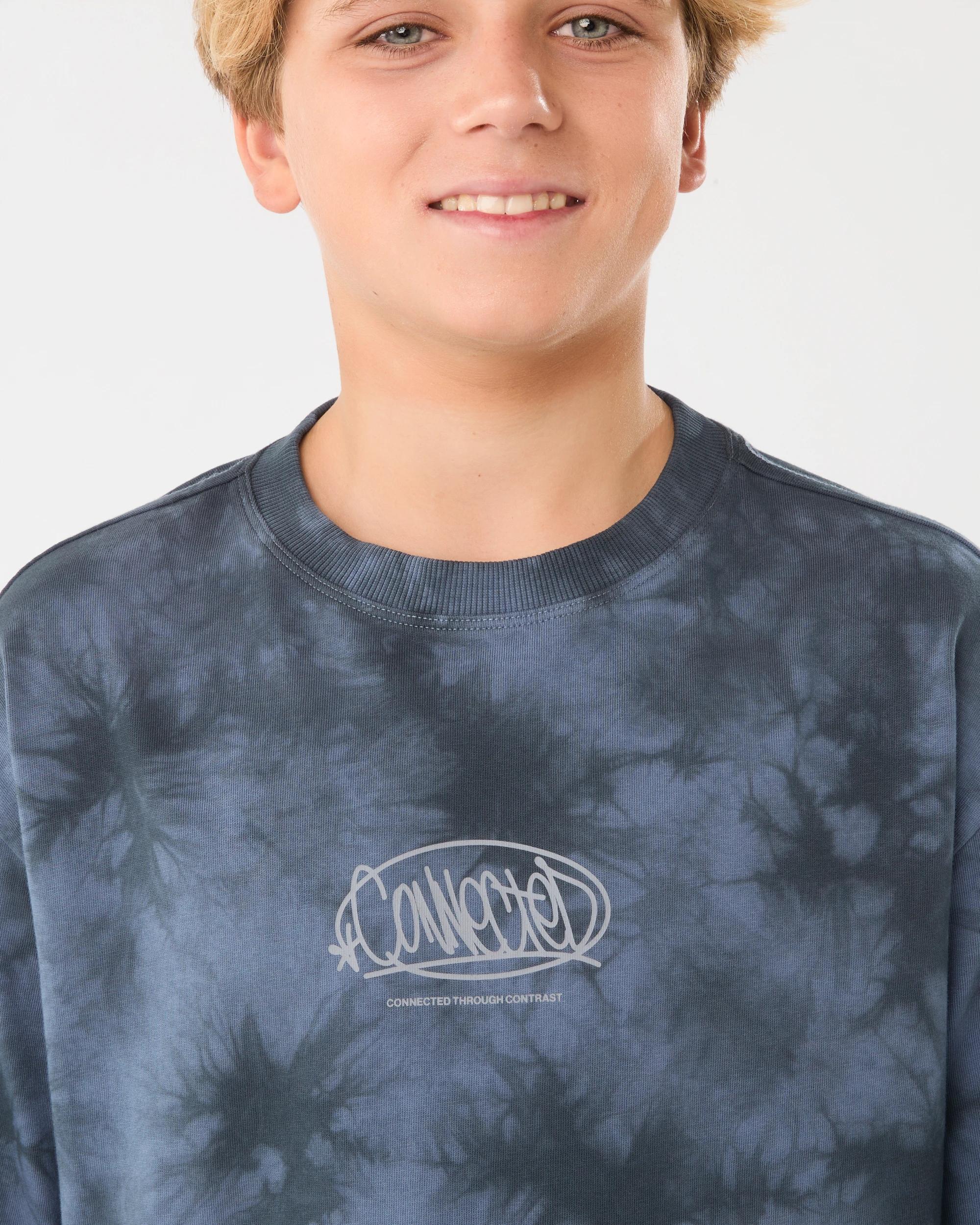 4 Long Sleeve Graphic T-shirt Blu Slogan, 4 of 8