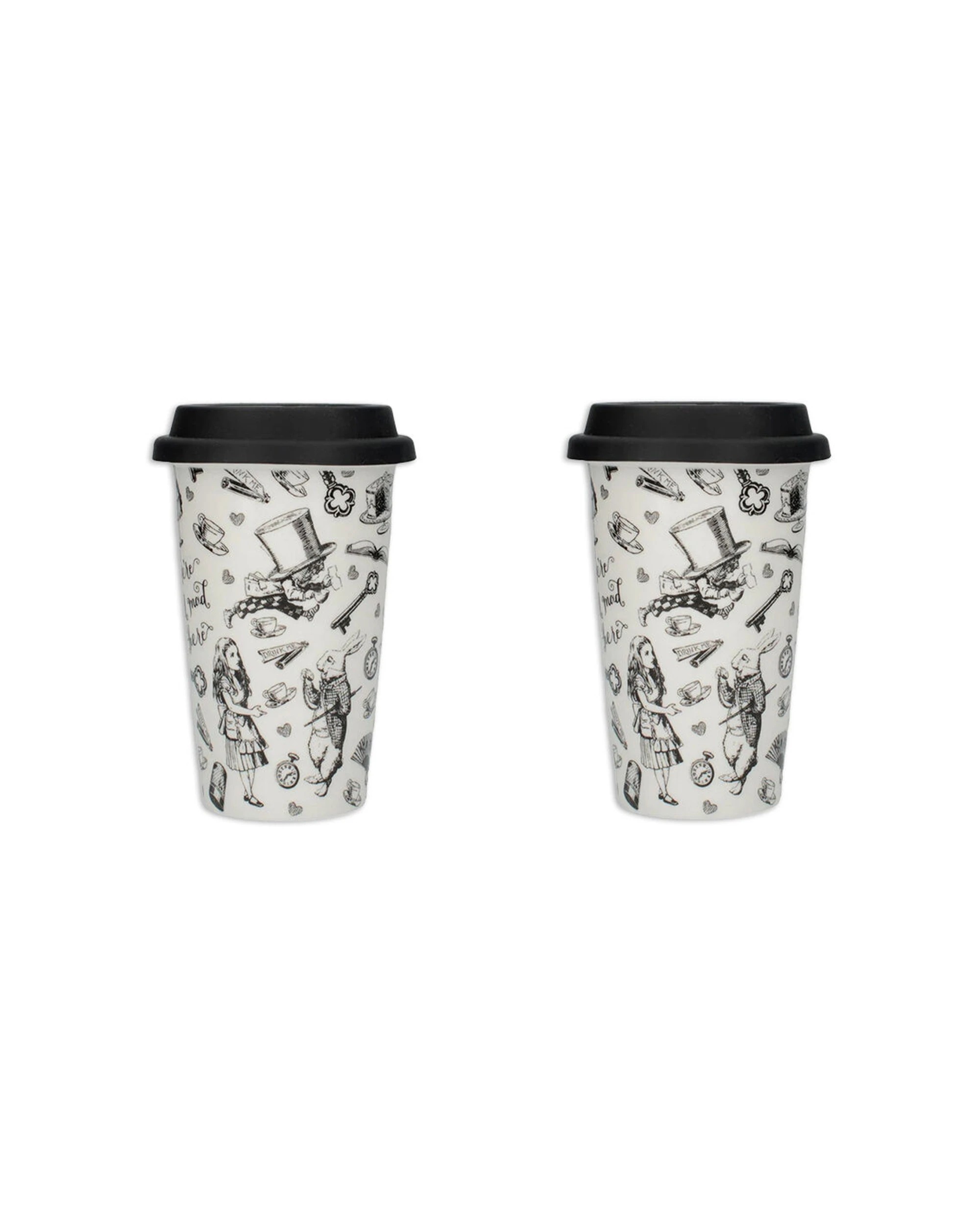 1 Mikasa Alice In Wonderland Insulated Drinking Travel Mug 2 Pack Vacuum Insulated Leakproof - White, 1 of 3