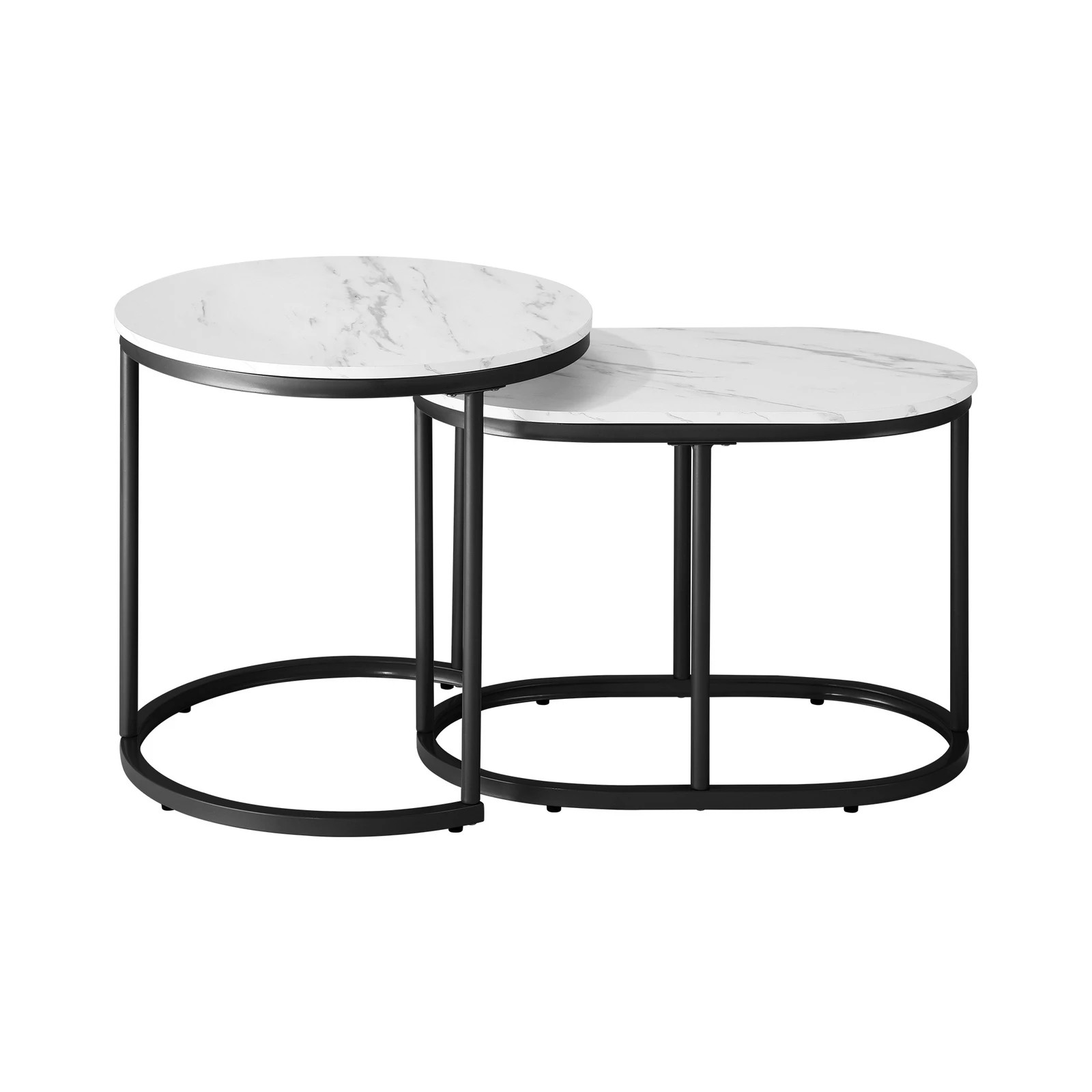 7 Oikiture Set Of 2 Coffee Table Round Oval Marble-like Nesting Side Tables
 - Multi, 7 of 10