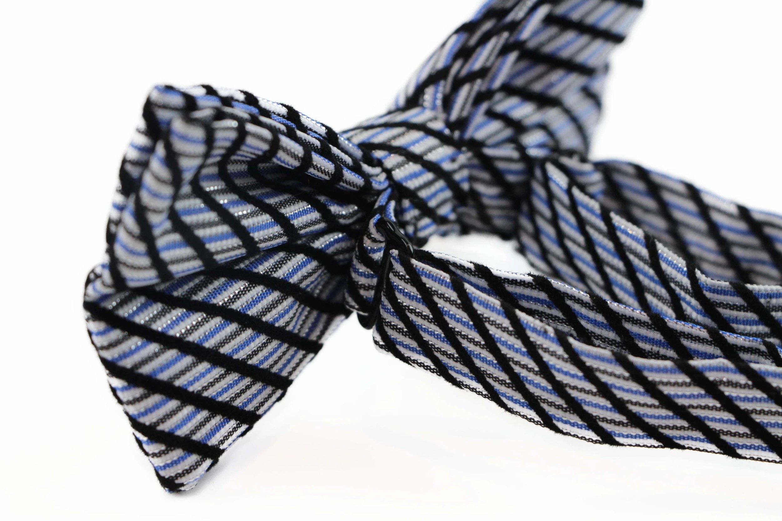 2 Zasel Mens Blue Striped Patterned Cotton Bow Tie - Multi, 2 of 4