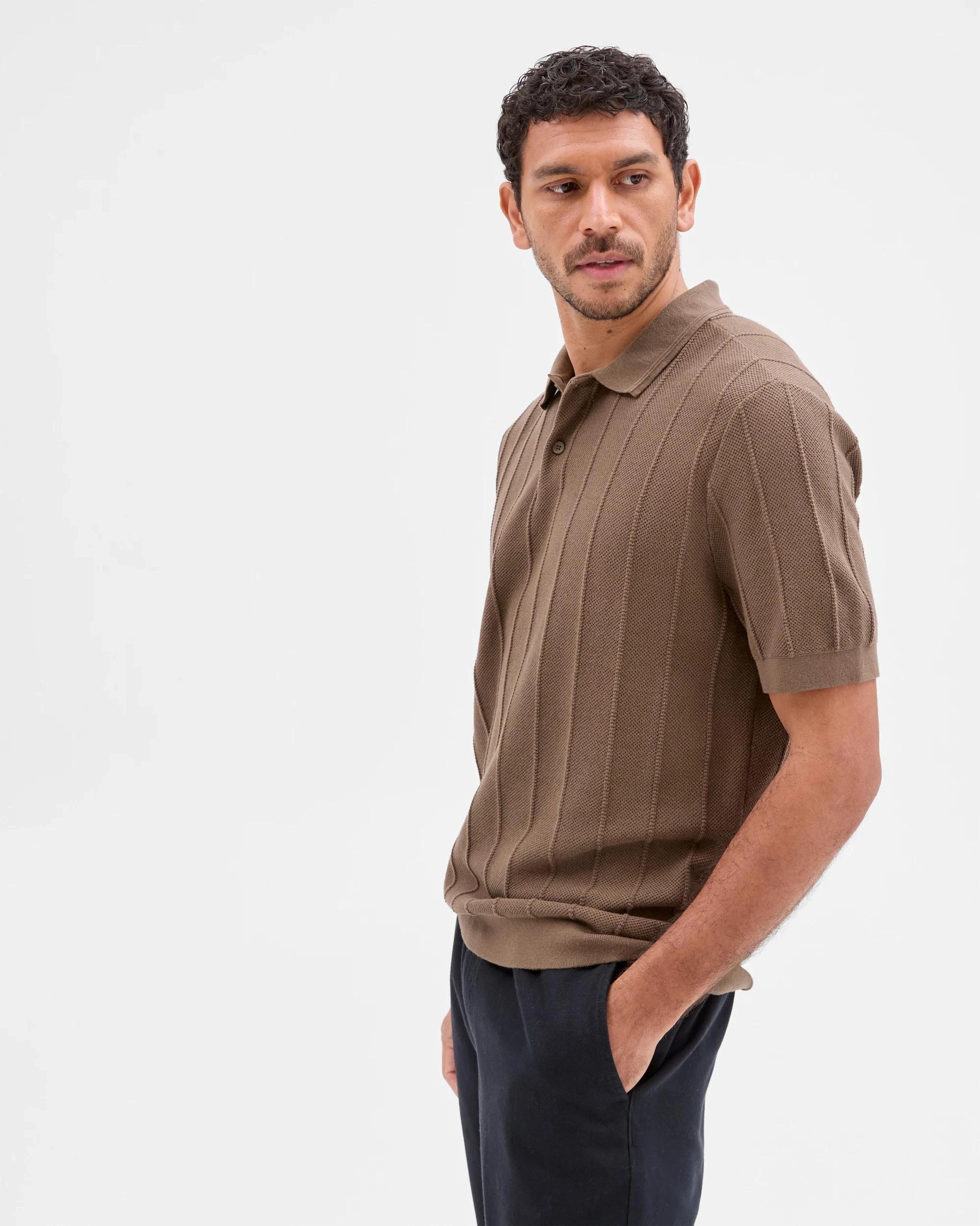 3 Target Australian Cotton Knit Polo Top BROWN, 3 of 6