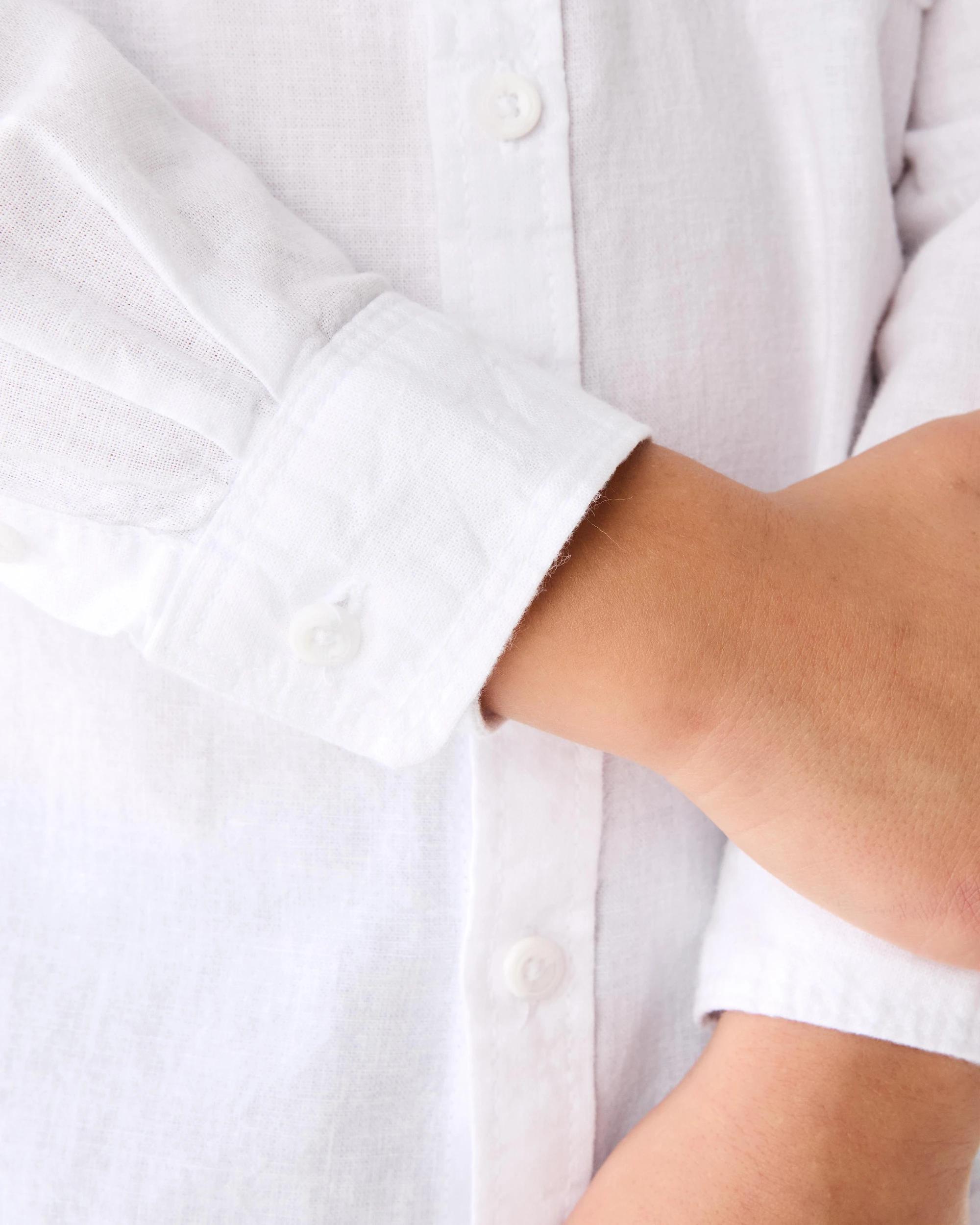 7 Long Sleeve Linen Shirt White, 7 of 9