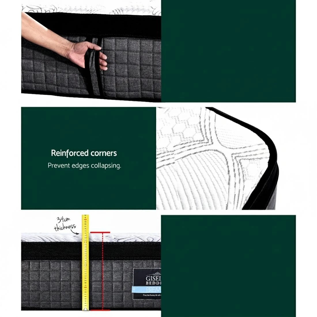 6 Giselle Bedding 34cm Mattress 9 Zone Latex Foam Single - Single Bed - Multi, 6 of 7