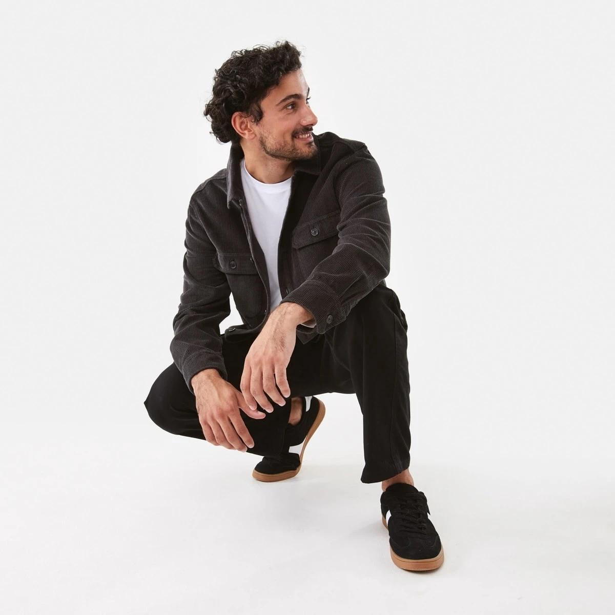 7 Long Sleeve Corduroy Overshirt Char Grey, 7 of 10