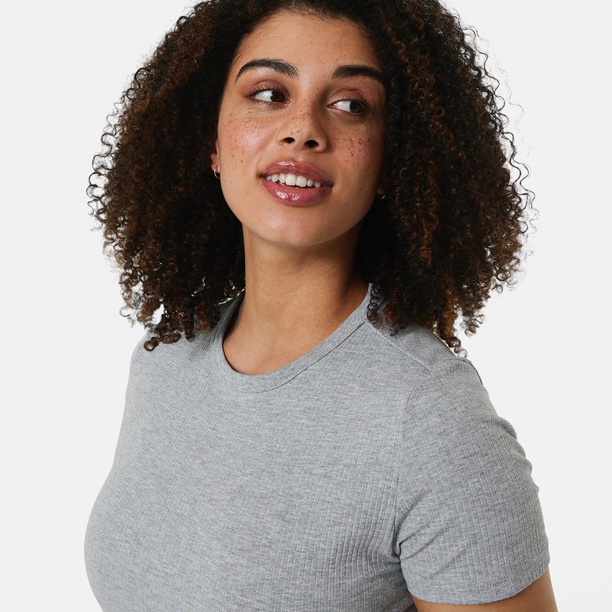 4 Short Sleeve Rib Crew Neck T-shirt Ash Marle, 4 of 6