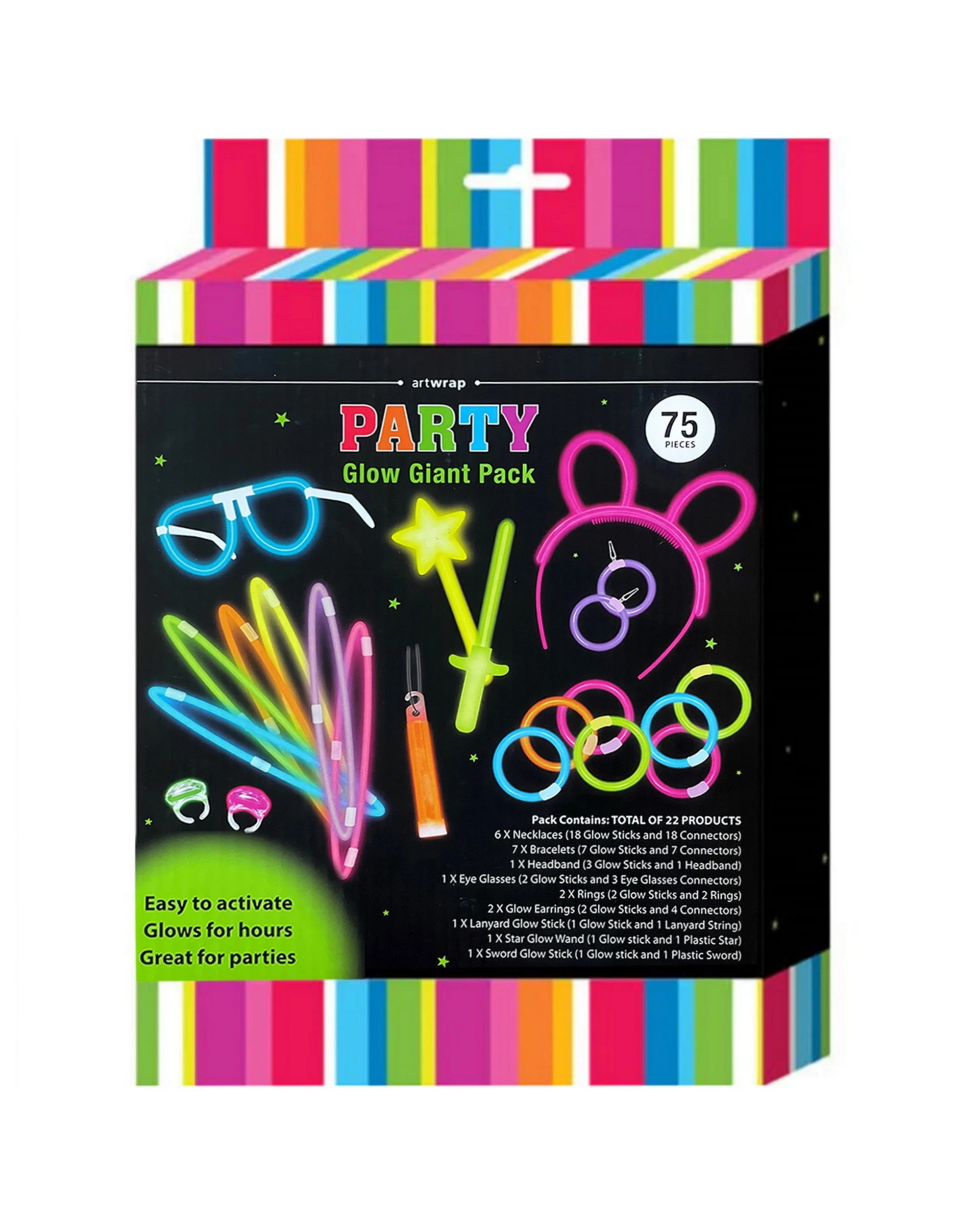 1 Artwrap Glow Jewellery Giant Party Pack 75 Pieces, 1 of 1