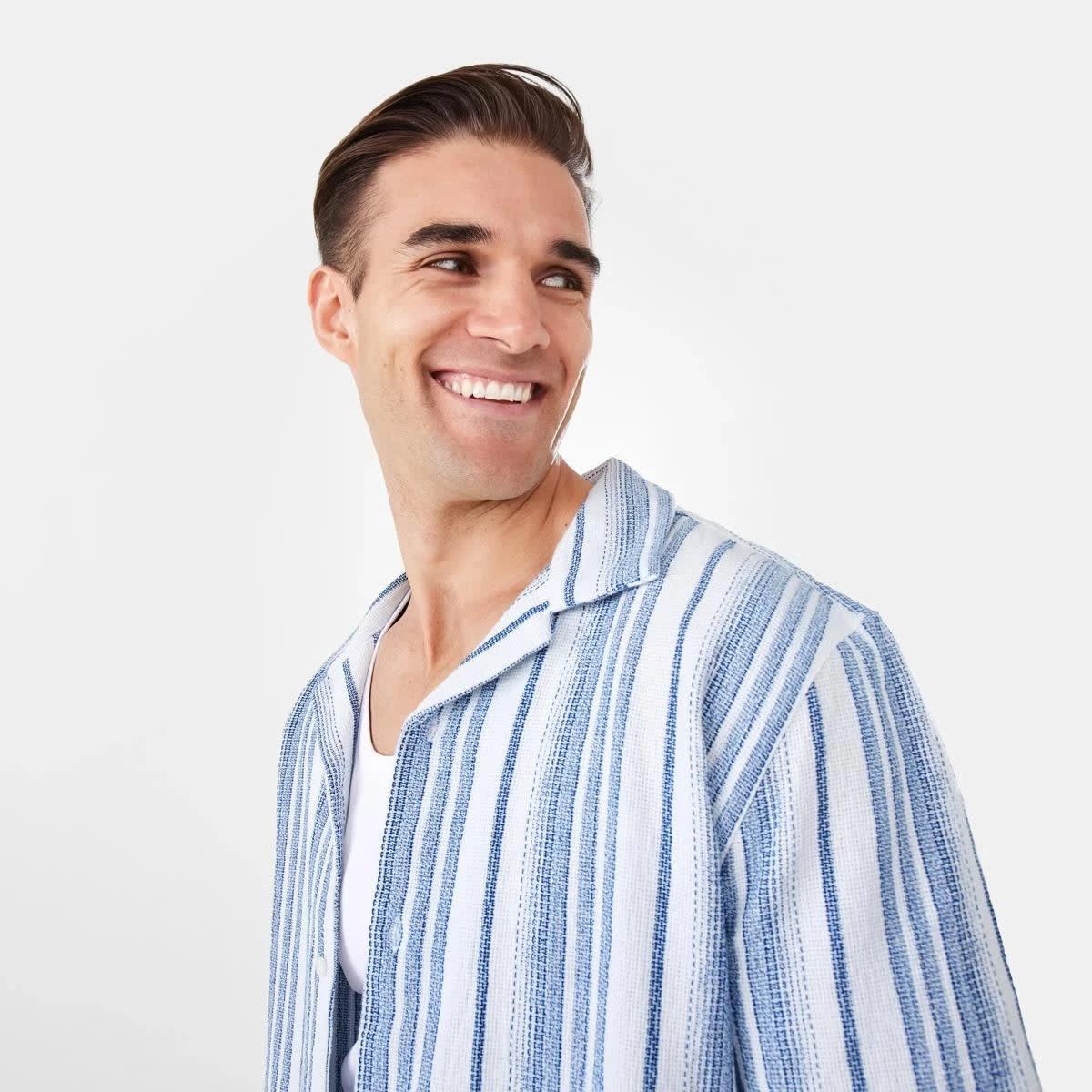 5 Short Sleeve Textured Stripe Shirt VAM STRIPE BLUE, 5 of 7