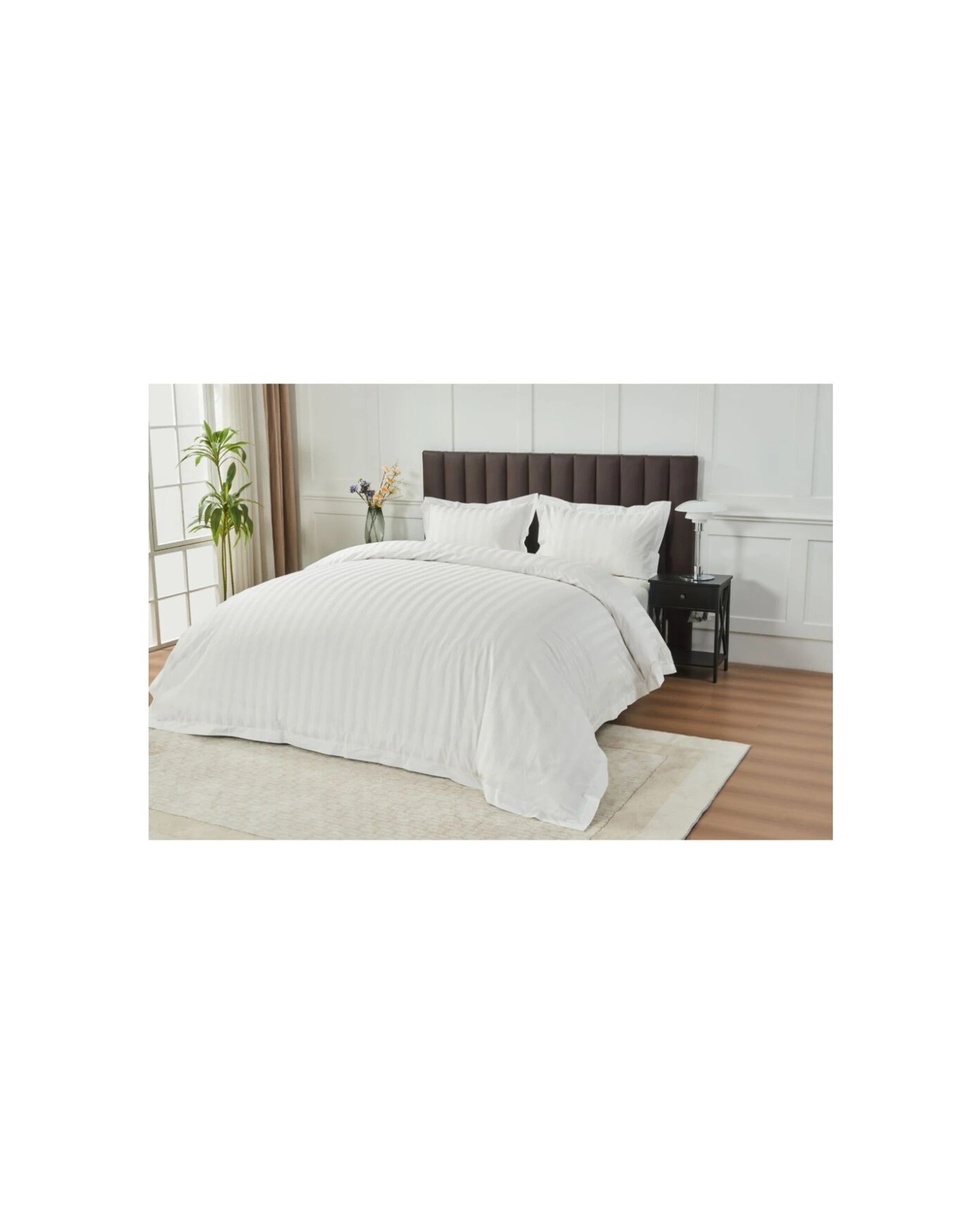 2 Grosvenor House 500TC Hotel Stripe Quilt Duvet Cover Bed Set King - White, 2 of 8