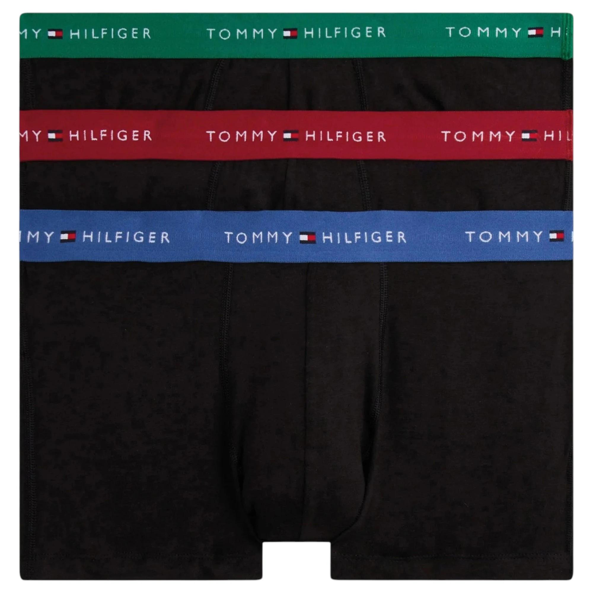 6 Tommy Hilfiger 3 Pack Mens Essential Cotton Boxer Trunks Underwear BLACK MULTI, 6 of 7