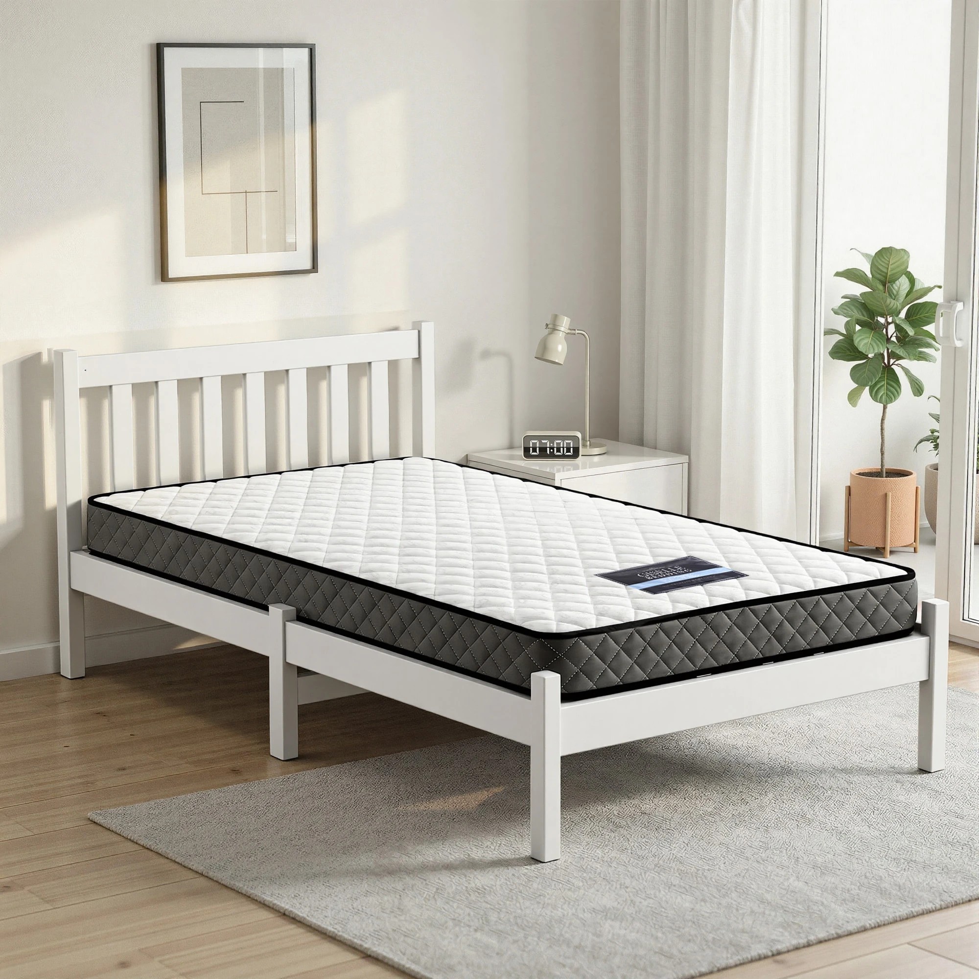9 Giselle Single Mattress and Artiss Bed Frame SetSolid Pine with 16cm Mattress - Single Bed - Multi, 9 of 9