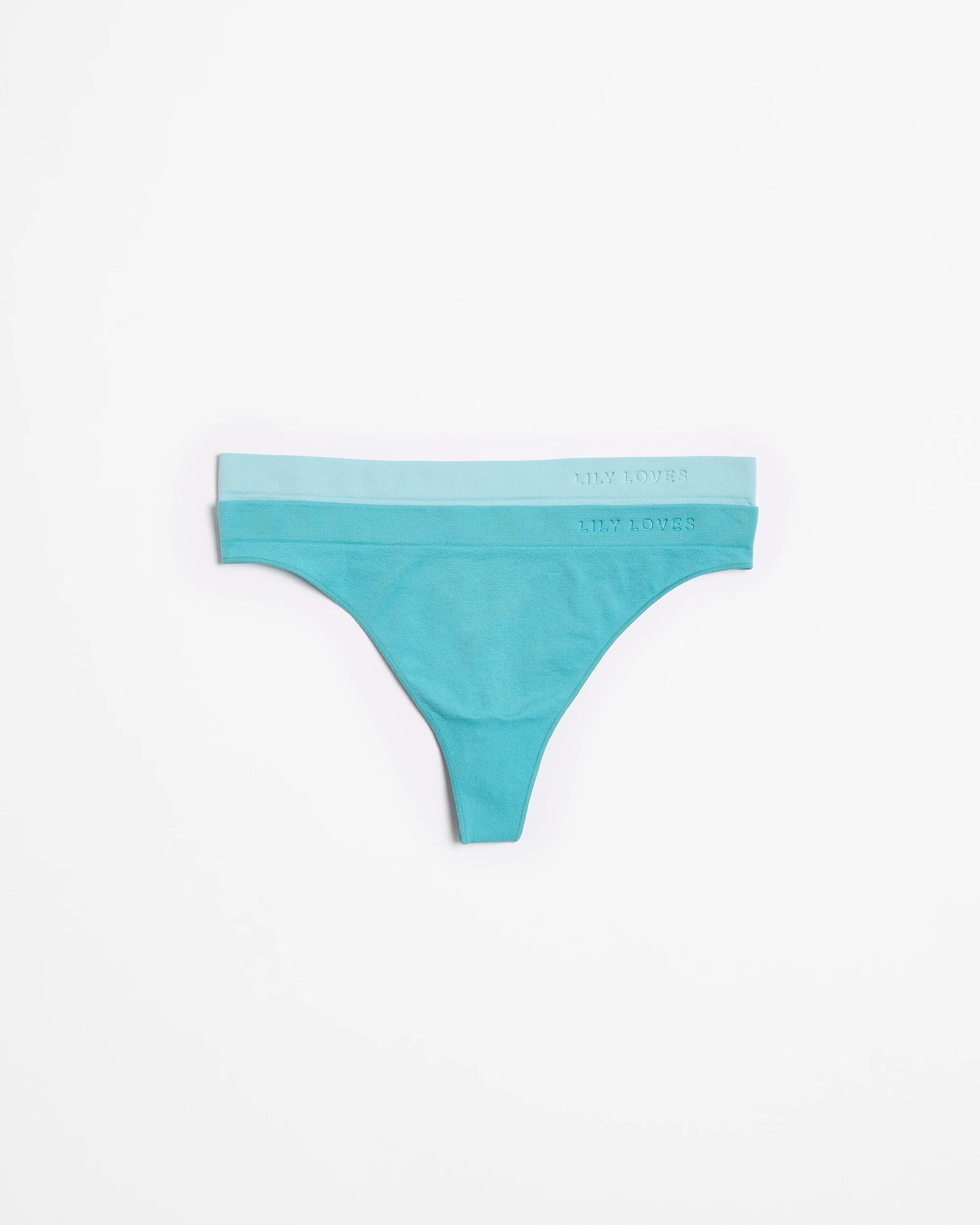1 Lily Loves 2 Pack Seamfree Embossed G-String Briefs PORCELAIN/STRATOSPHERE GREEN, 1 of 3