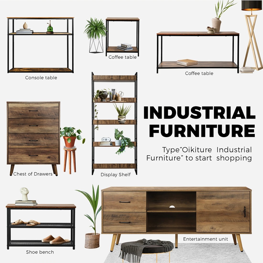 6 Oikiture Side End Table Coffee Table Bedside Shelf 2-tier
 - Multi, 6 of 8