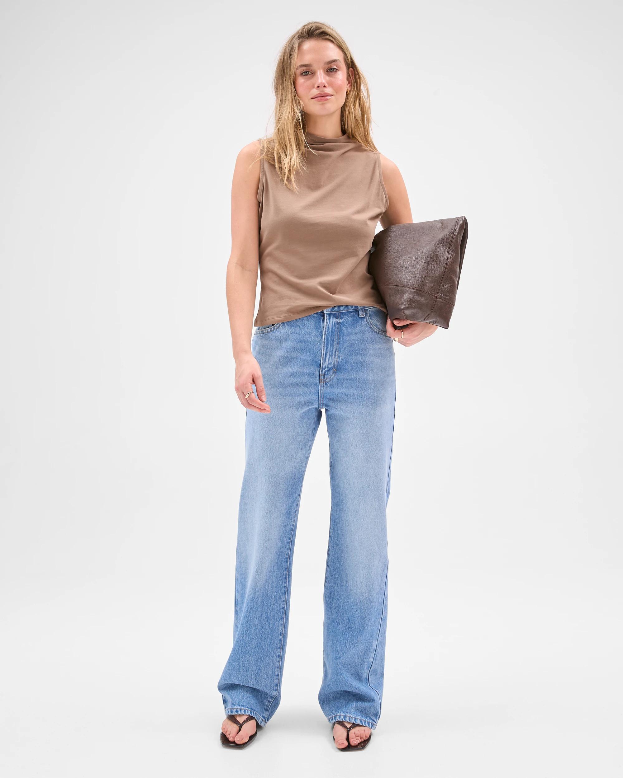 1 Lily Loves Australian Cotton Blend Straight Leg Denim Jeans PORTOFINO BLUE, 1 of 6