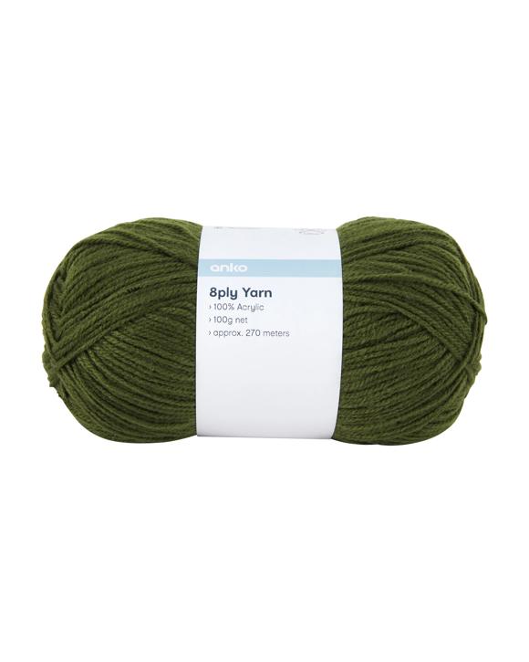 8 Ply Acrylic Yarn 100g – Fern Green