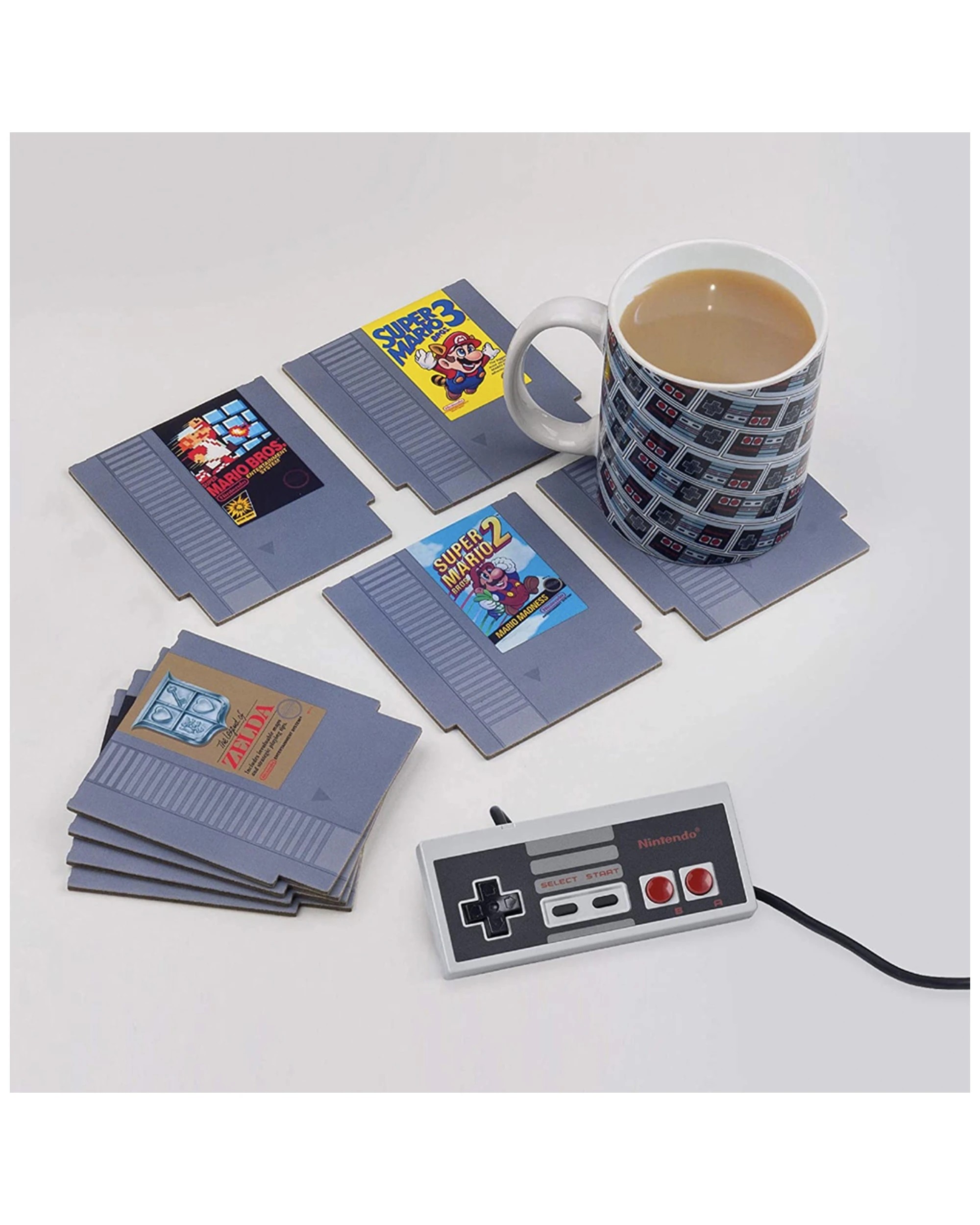 2 Nintendo 8pc Nes Game Cartridge Coasters Retro Set 9cm Double Sided 3y+. - Multi, 2 of 3